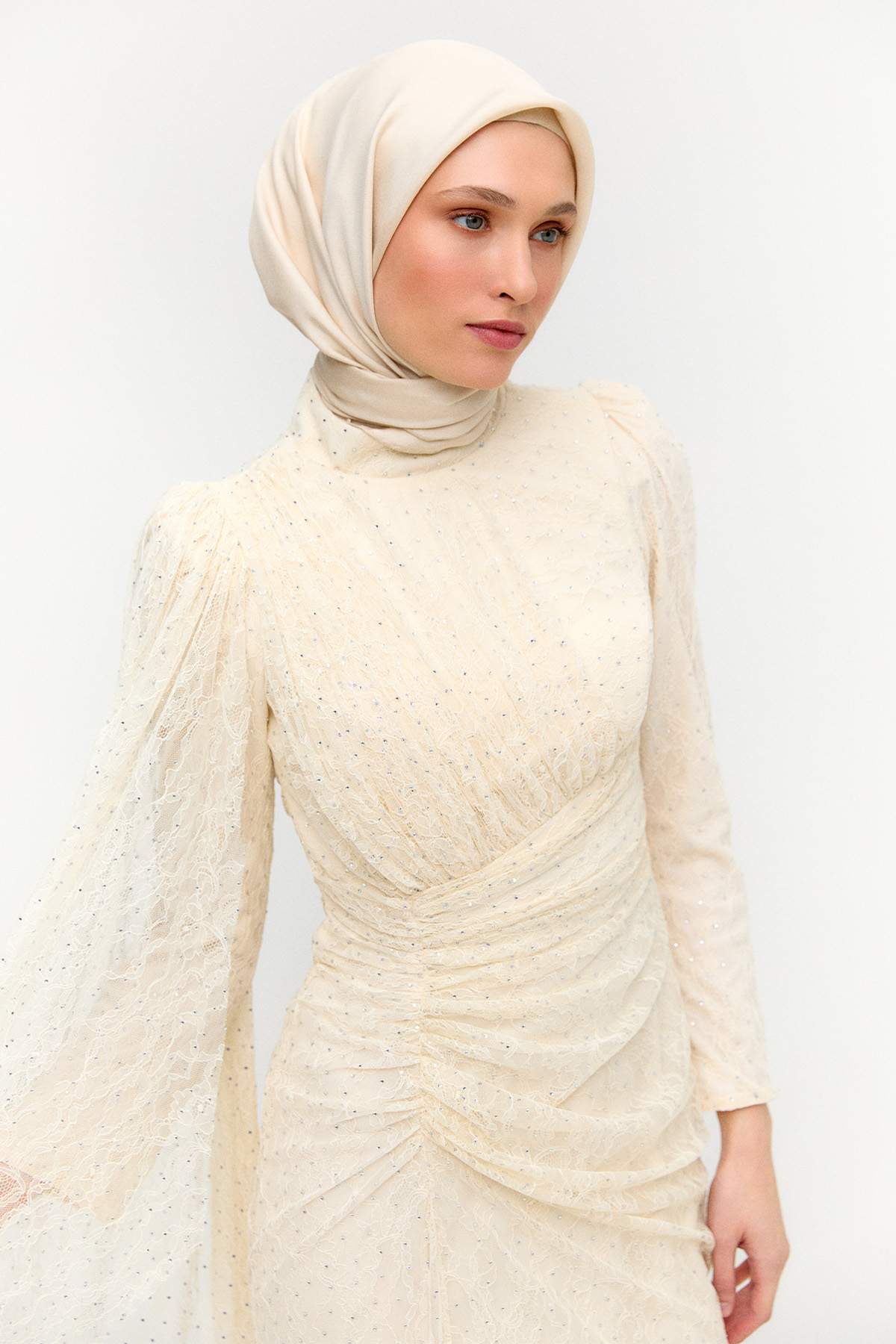Taş Detaylı Dantelli Abiye, Tesettür Giyim