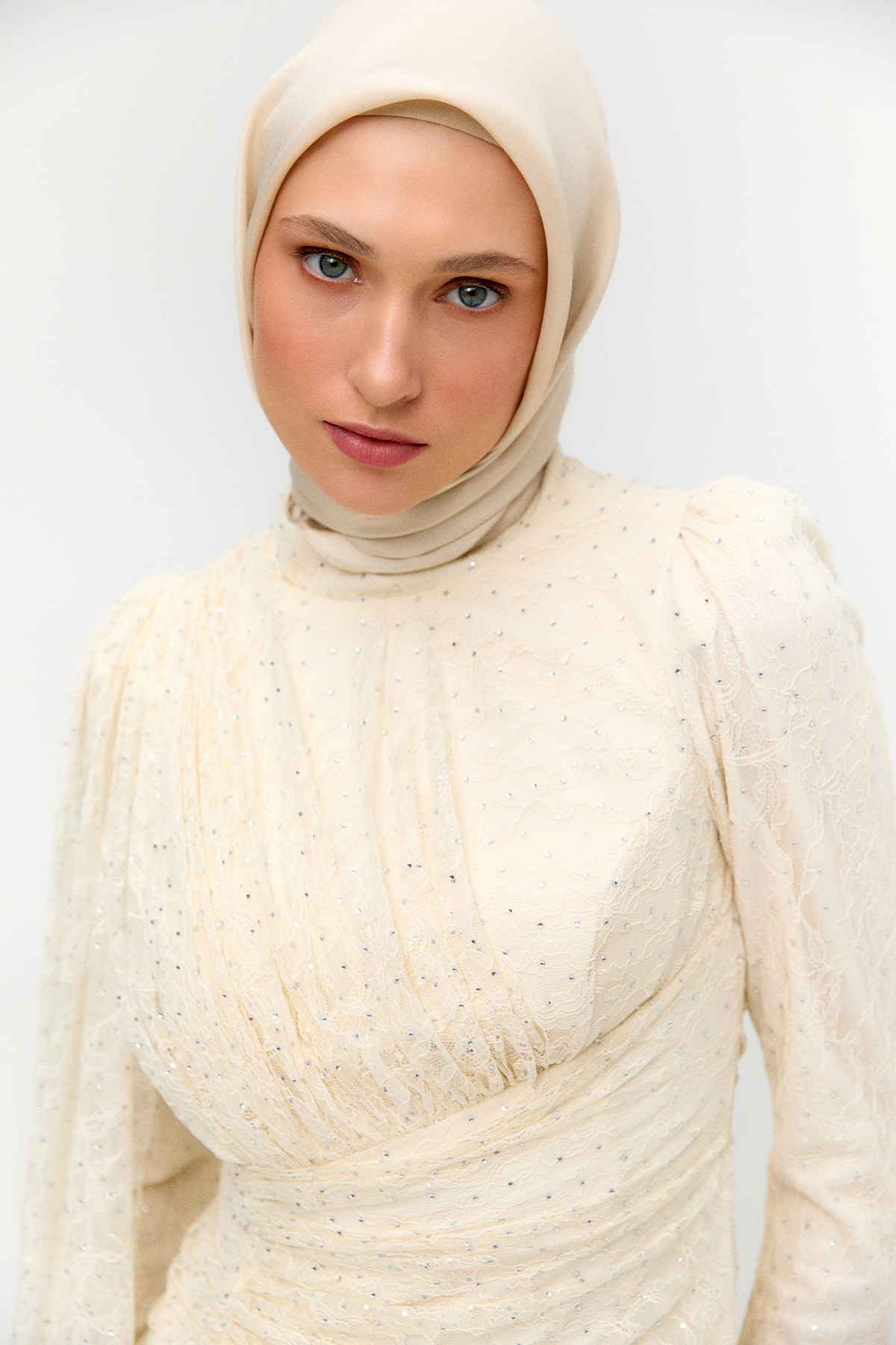 Taş Detaylı Dantelli Abiye, Tesettür Giyim