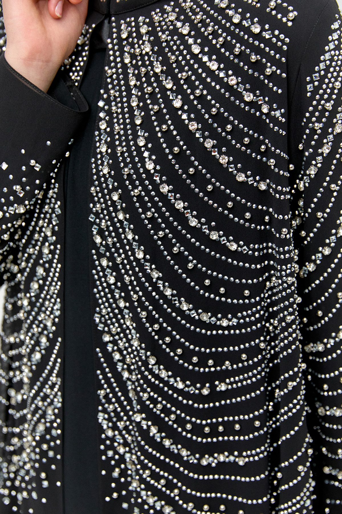 Taş Detaylı Tül Abaya Takım, Tesettür Giyim