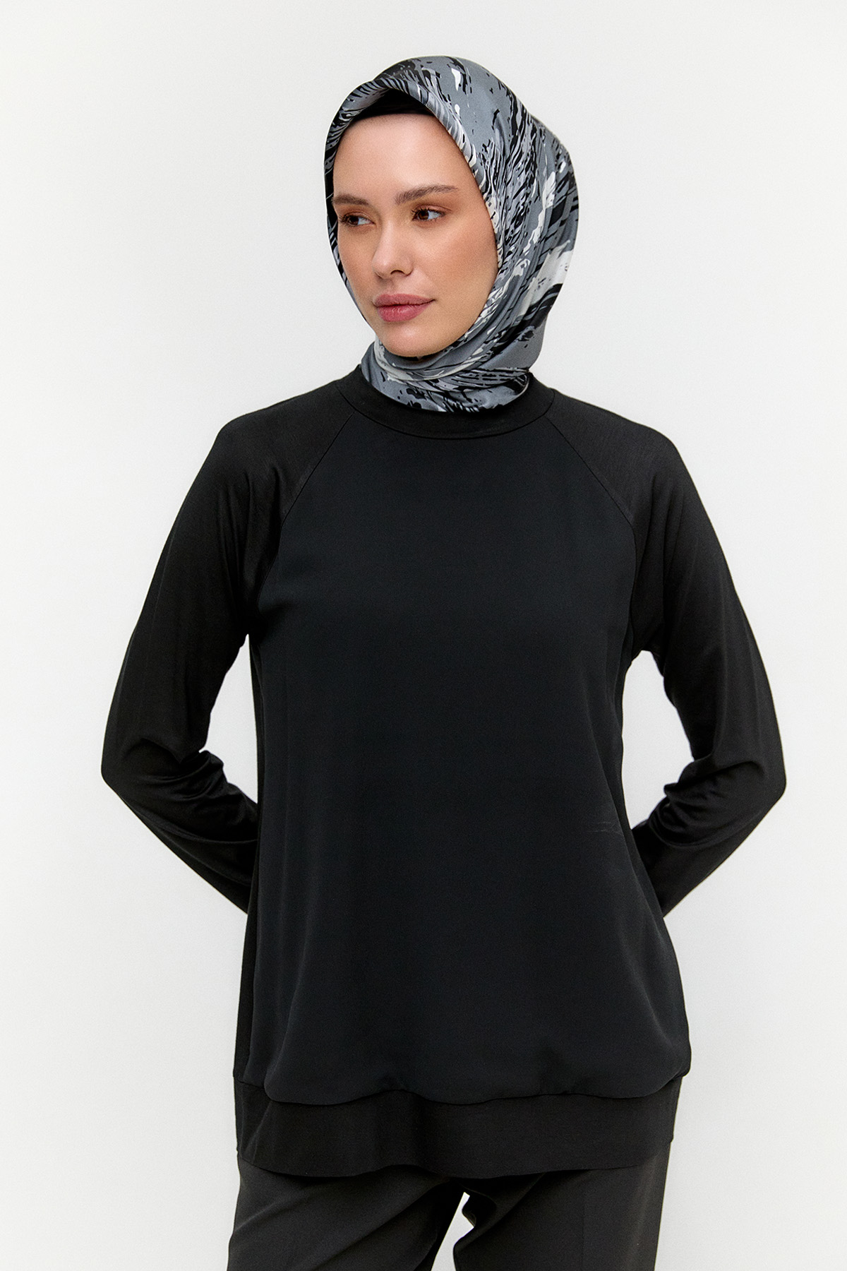 Şifon Detaylı Penye Bluz, Tesettür Giyim