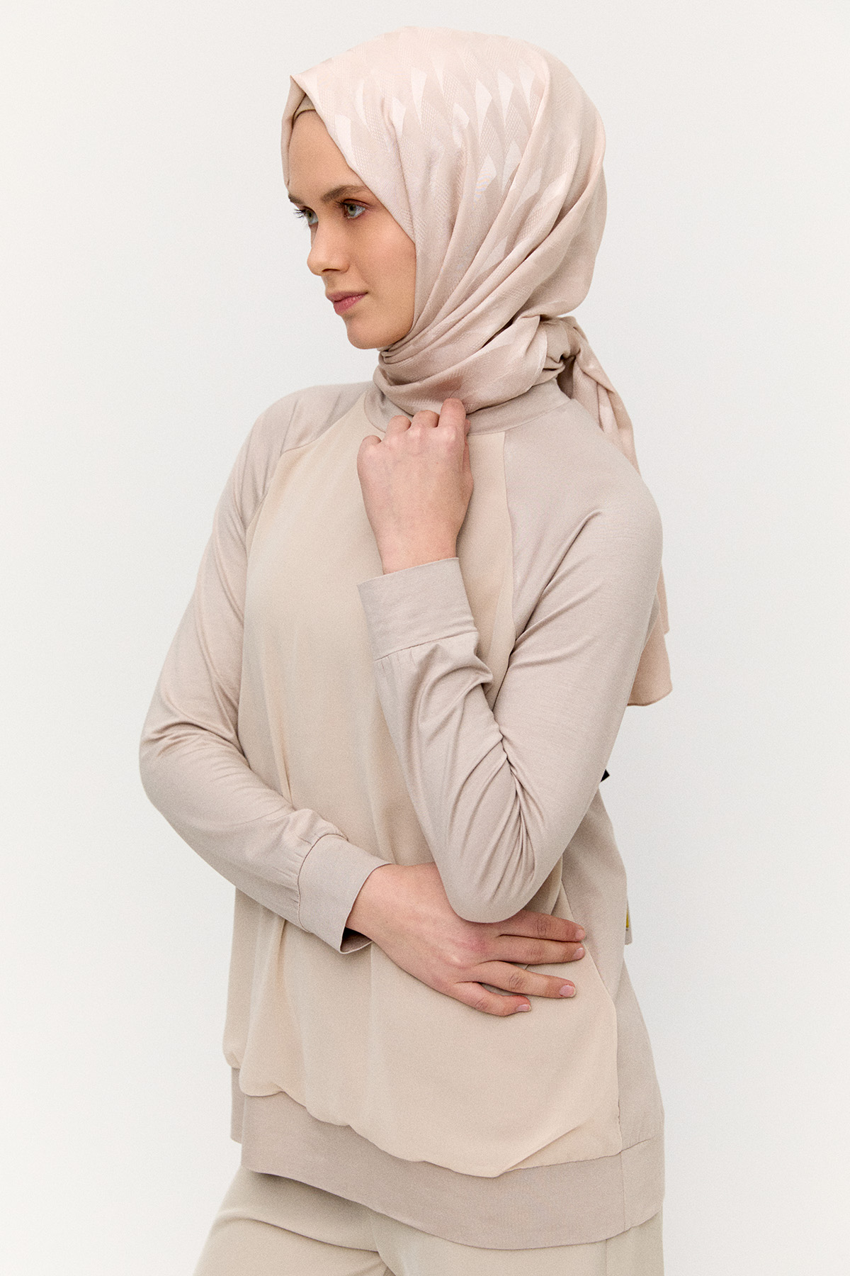 Şifon Detaylı Penye Bluz, Tesettür Giyim