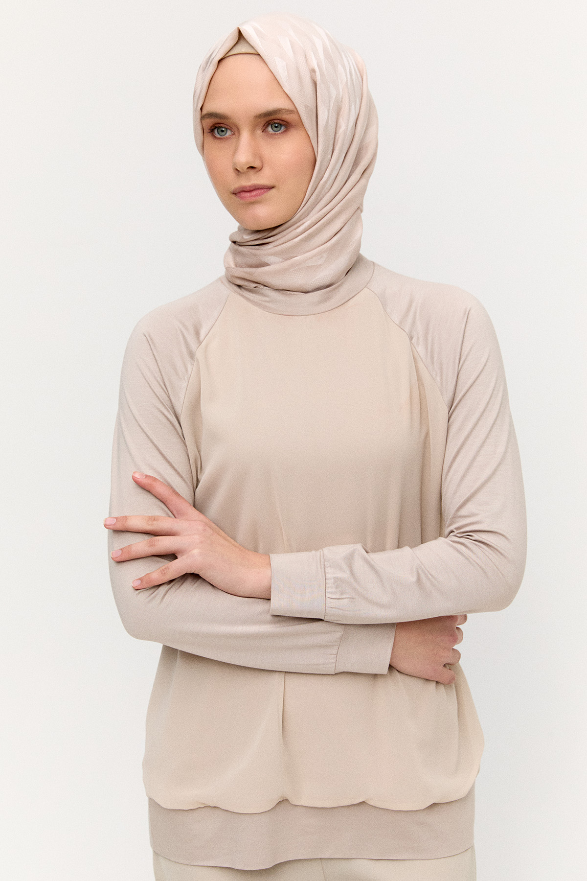 Şifon Detaylı Penye Bluz, Tesettür Giyim