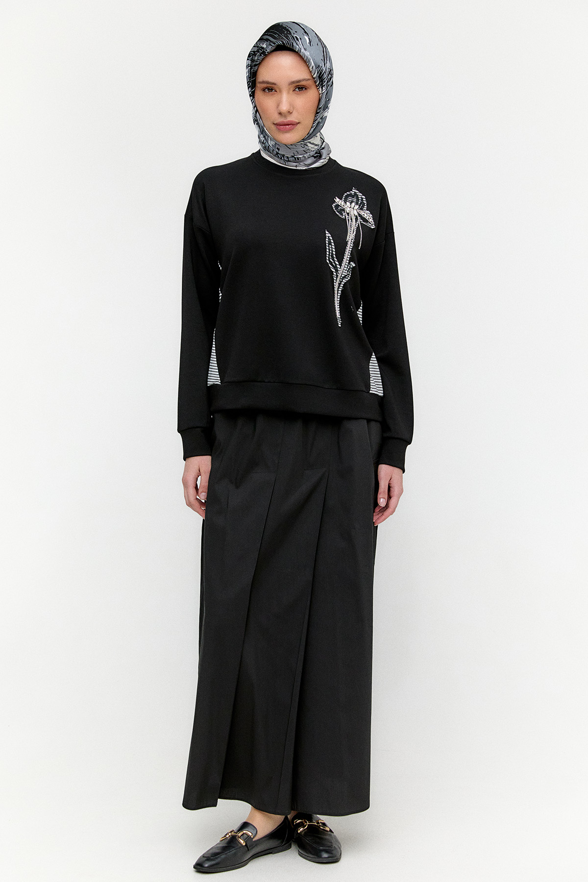 Çiçek Motifli Modal Bluz, Tesettür Giyim