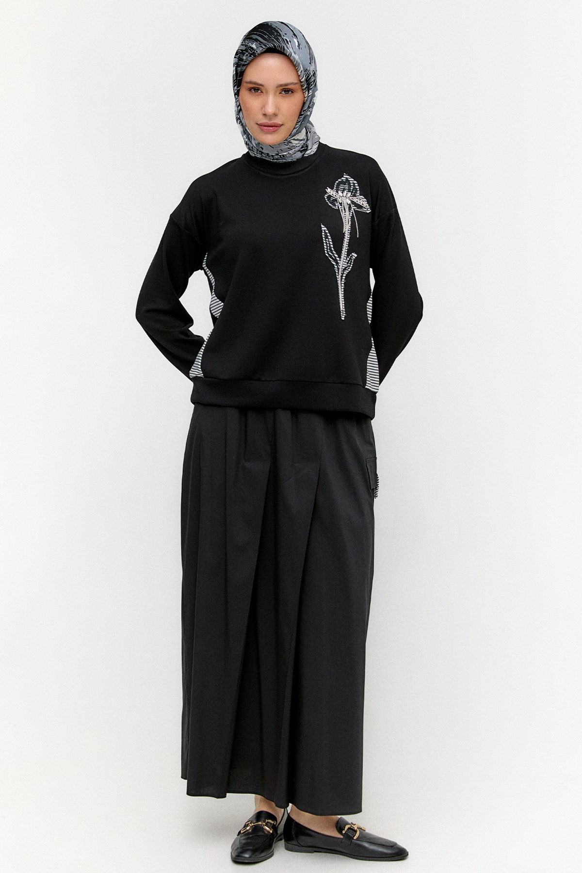 Çiçek Motifli Modal Bluz, Tesettür Giyim