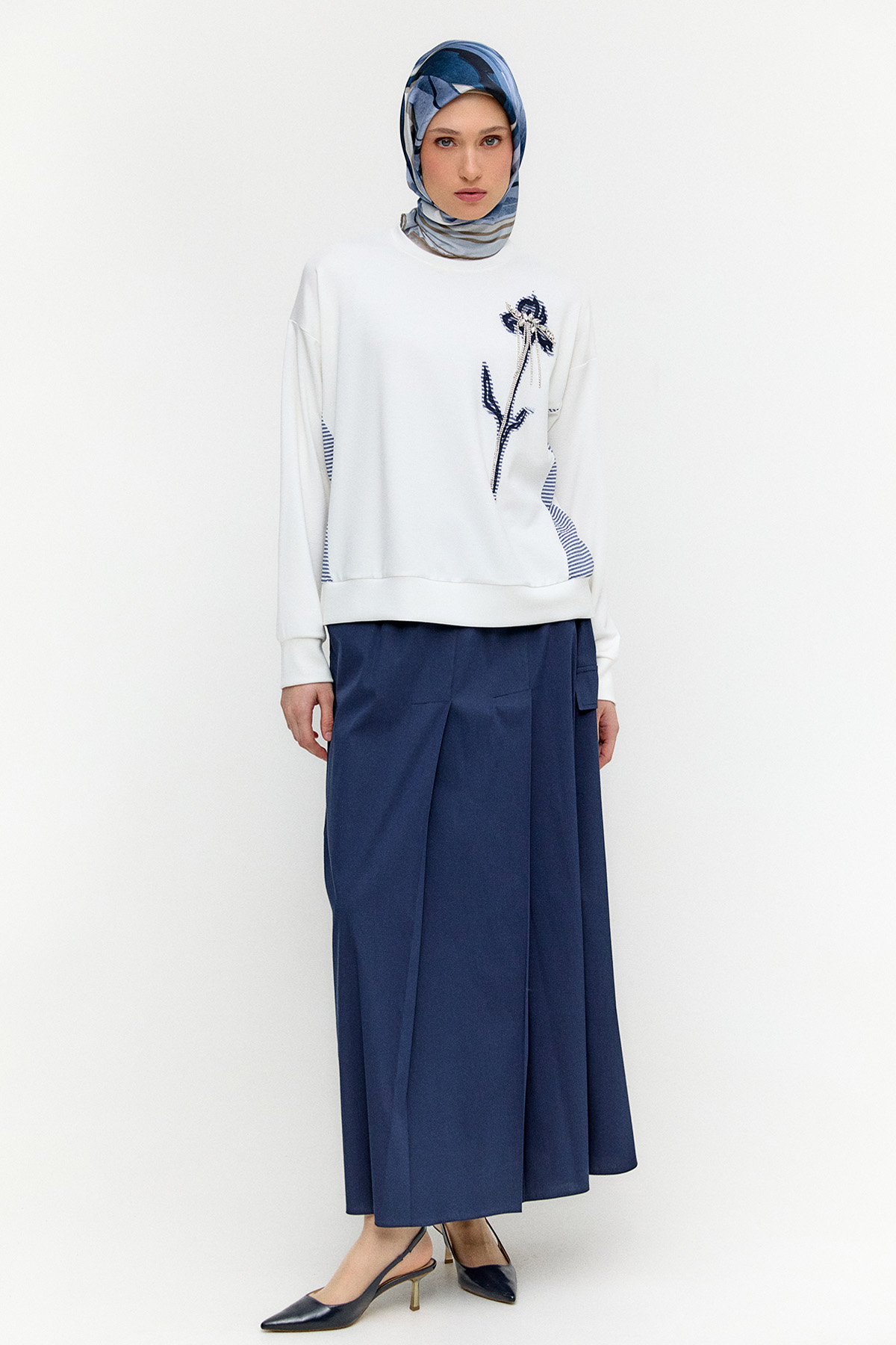 Çiçek Motifli Modal Bluz, Tesettür Giyim