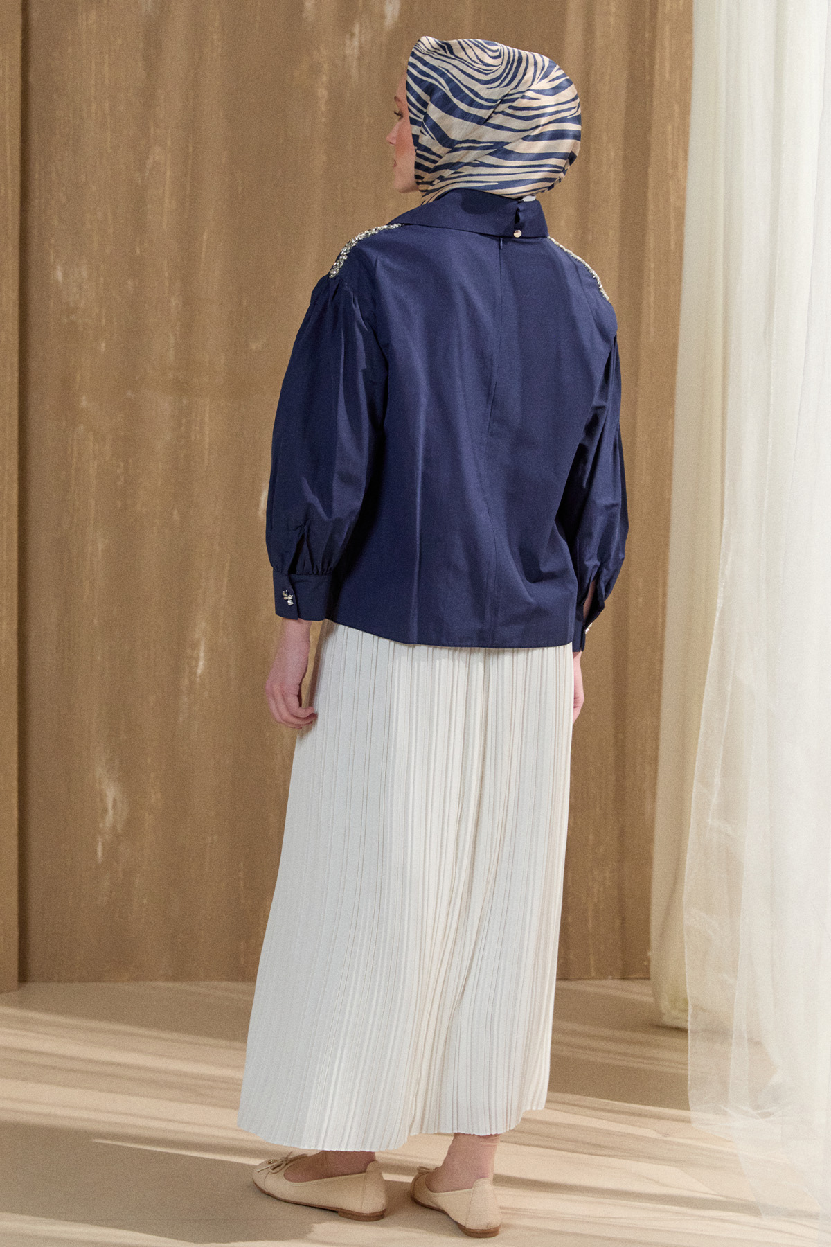 Mendil Yaka Pamuklu Gömlek, Tesettür Giyim