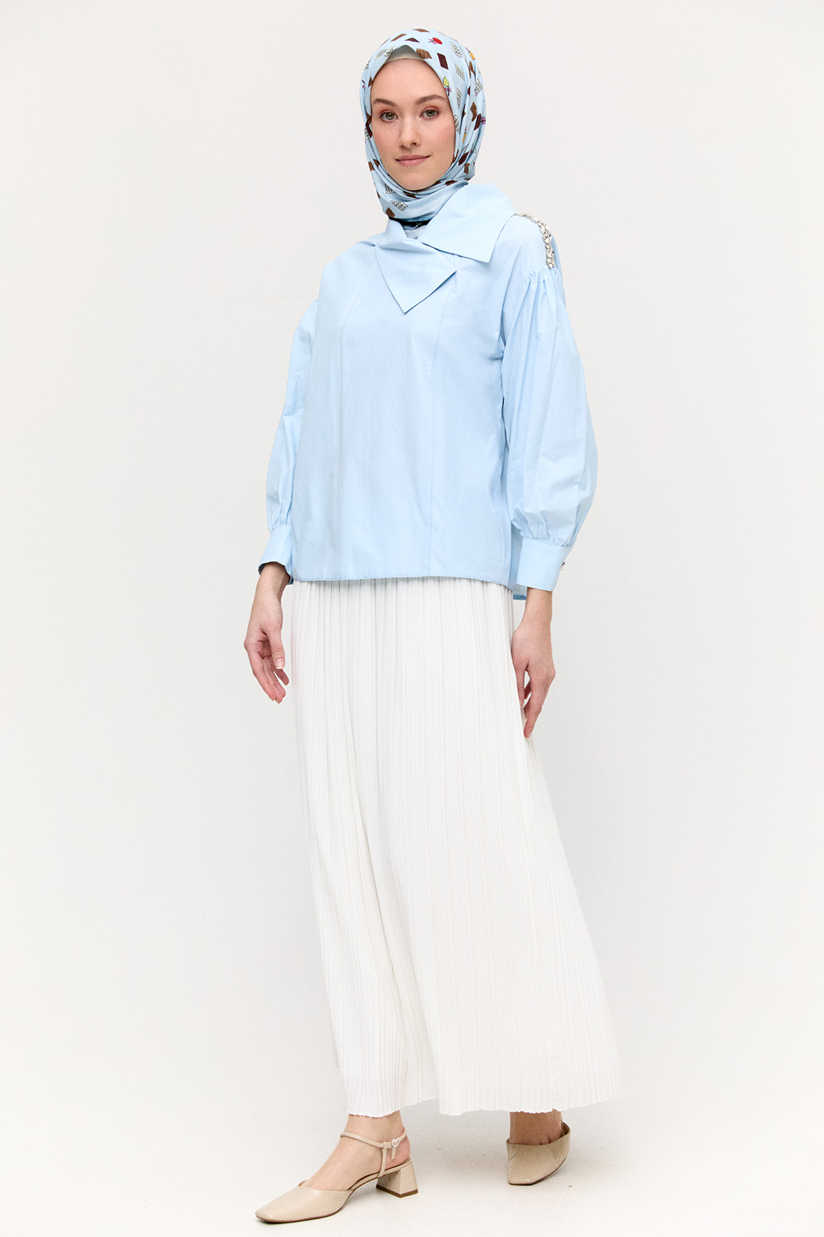 Mendil Yaka Pamuklu Gömlek, Tesettür Giyim