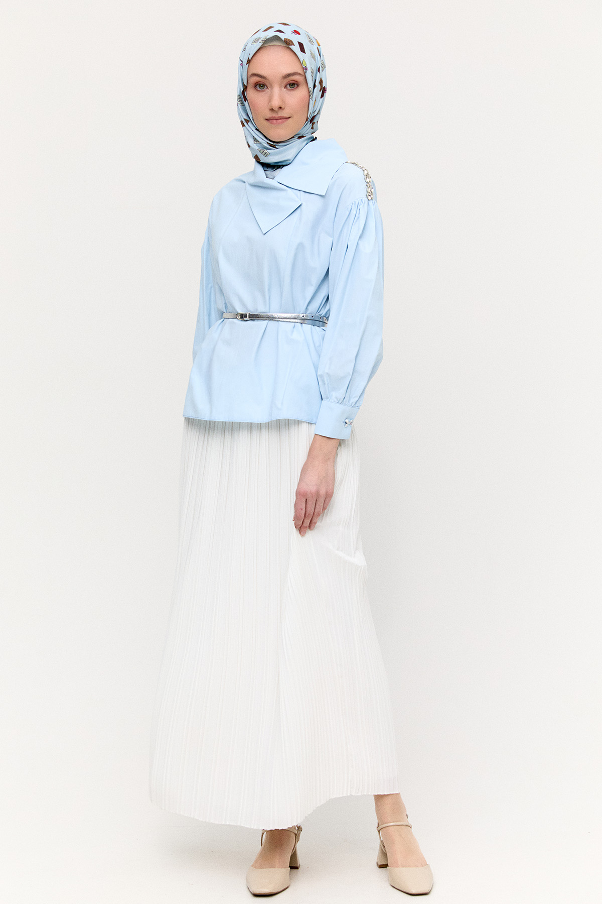 Mendil Yaka Pamuklu Gömlek, Tesettür Giyim