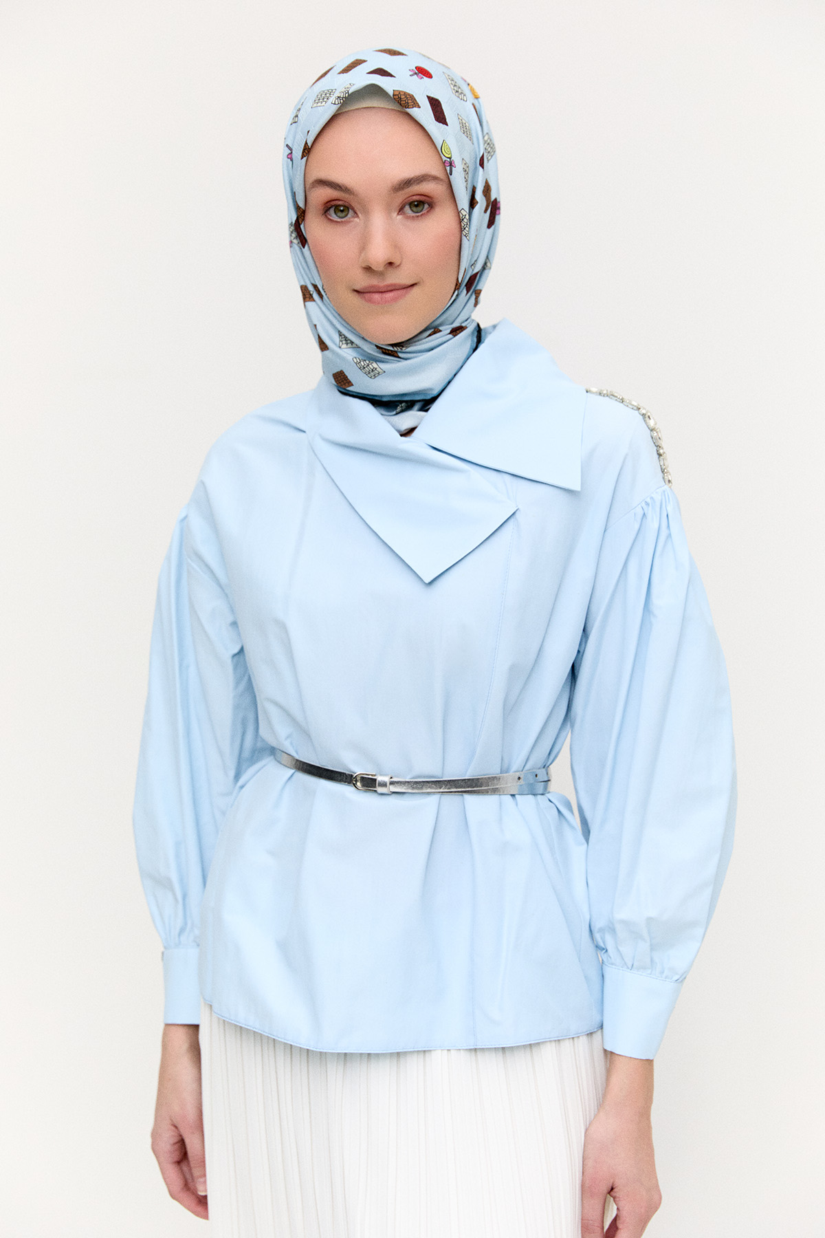 Mendil Yaka Pamuklu Gömlek, Tesettür Giyim