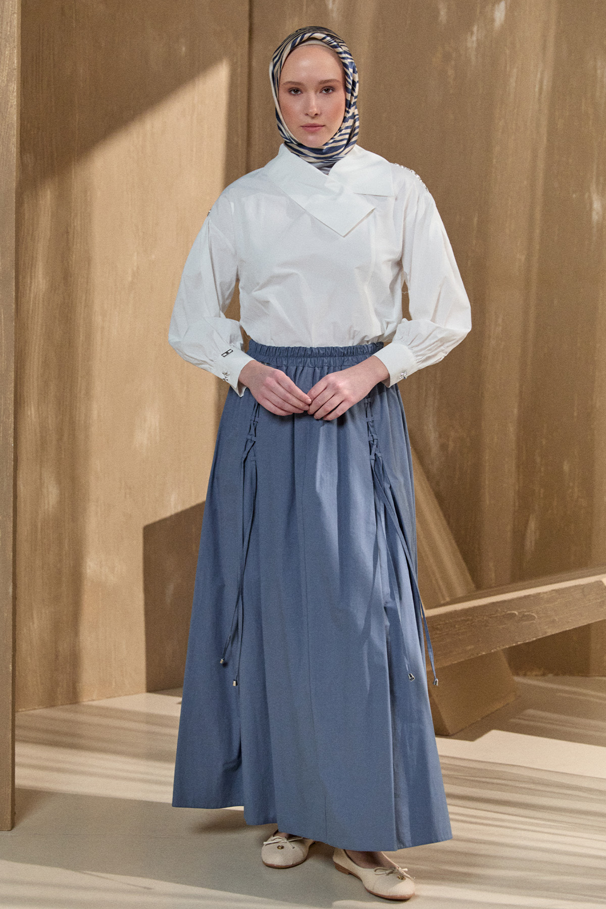 Mendil Yaka Pamuklu Gömlek, Tesettür Giyim