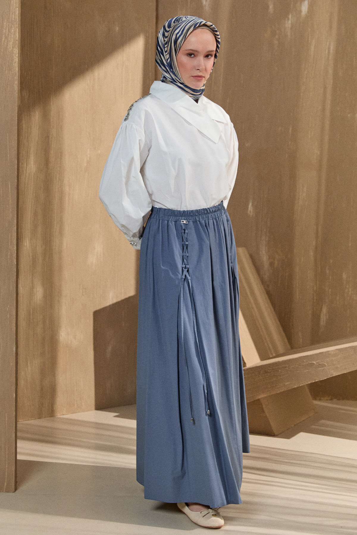 Mendil Yaka Pamuklu Gömlek, Tesettür Giyim