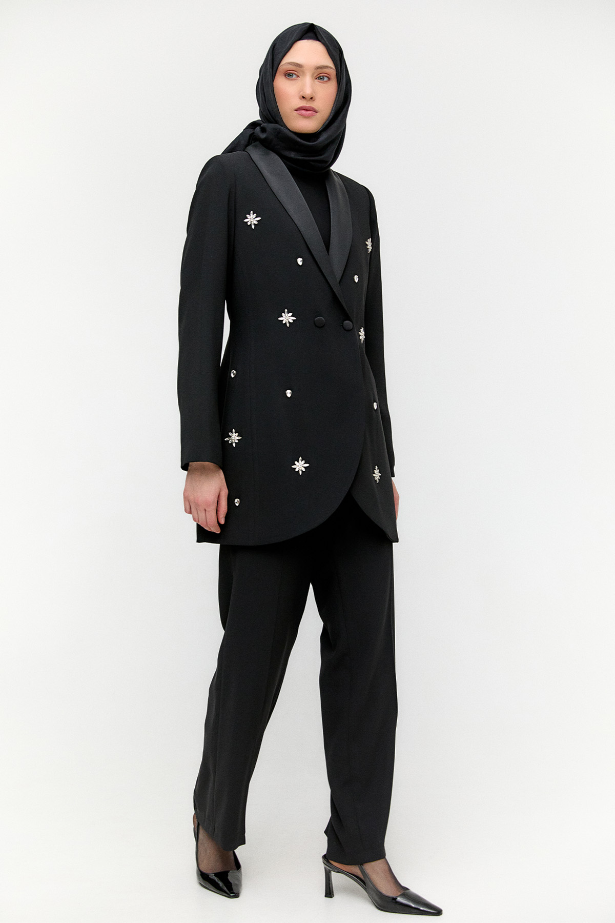 Taş Detaylı Büyük Beden Ceket, Tesettür Giyim