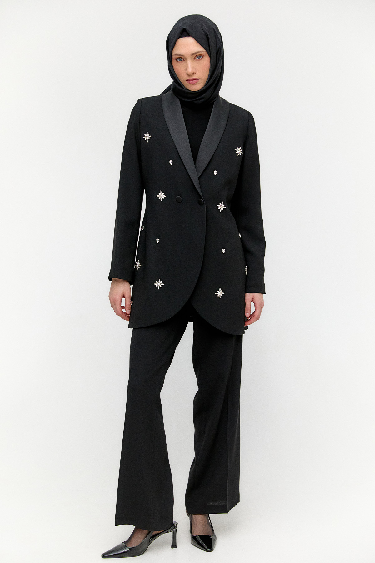 Taş Detaylı Büyük Beden Ceket, Tesettür Giyim