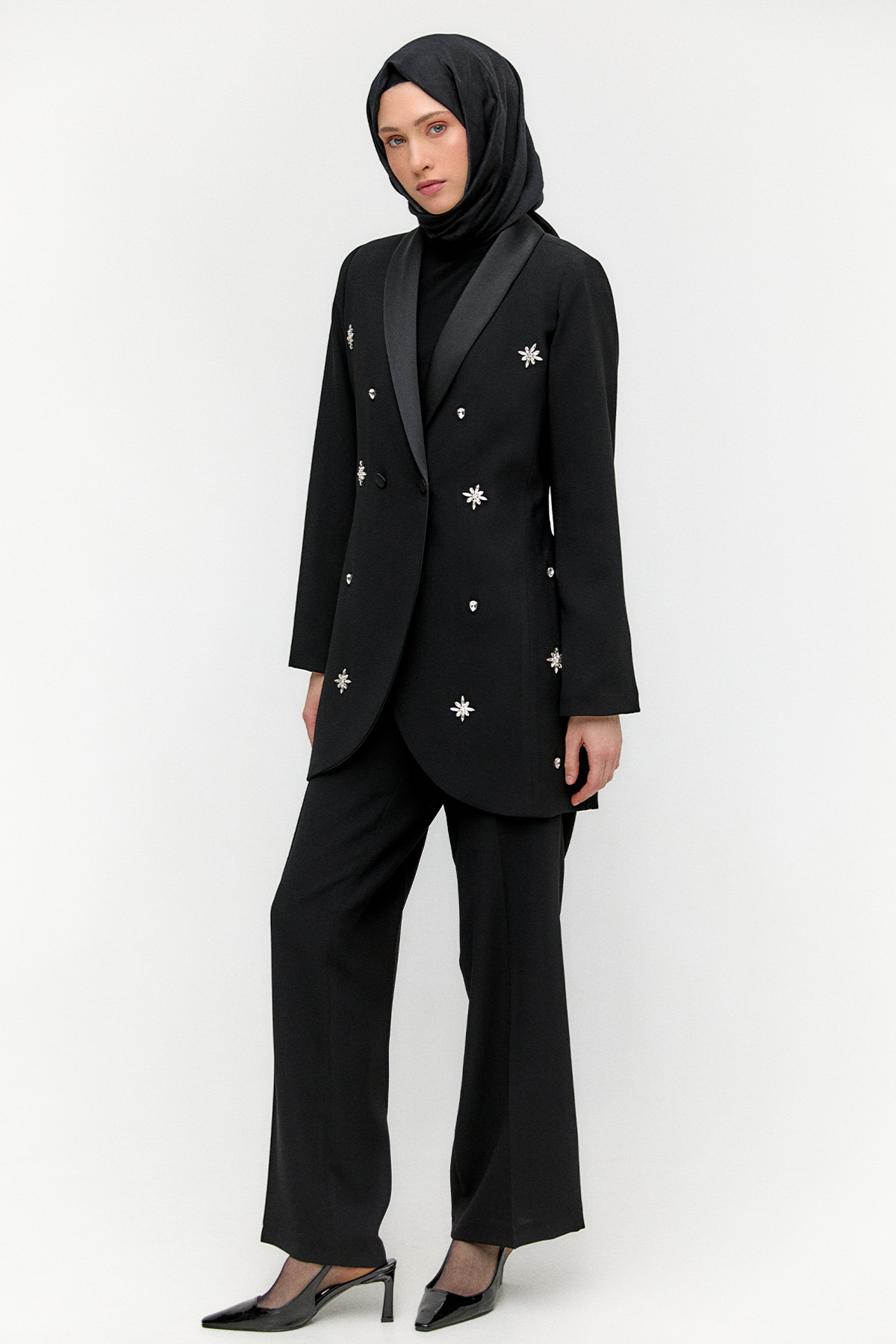 Taş Detaylı Büyük Beden Ceket, Tesettür Giyim