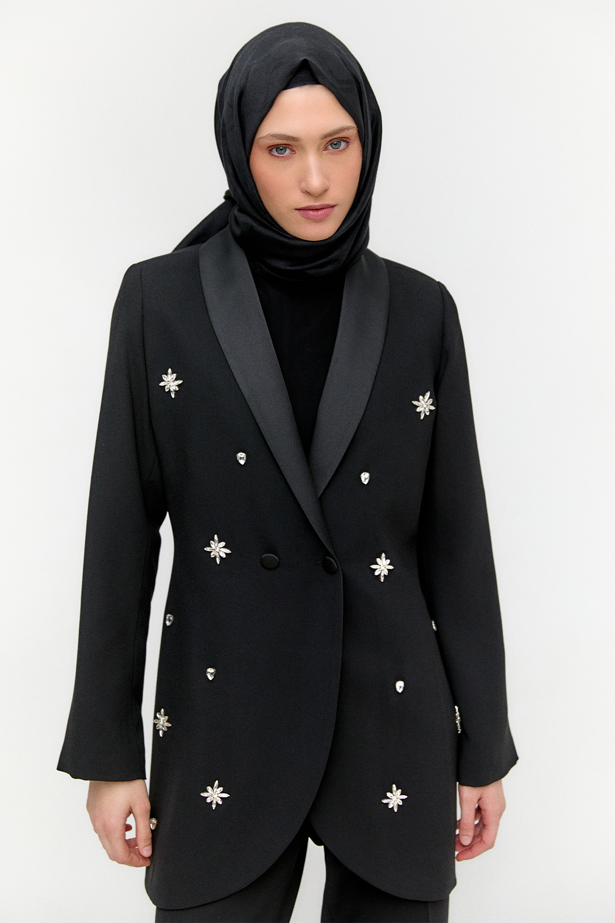 Taş Detaylı Büyük Beden Ceket, Tesettür Giyim
