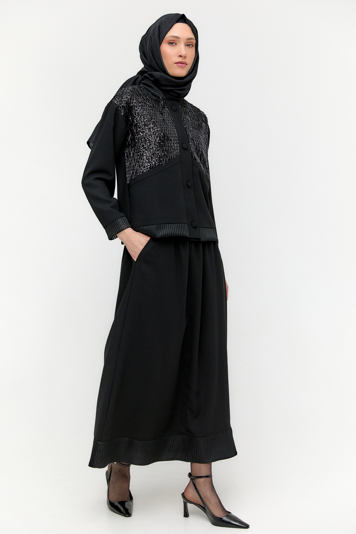 İşleme Detaylı Bomber Ceket, Tesettür Giyim