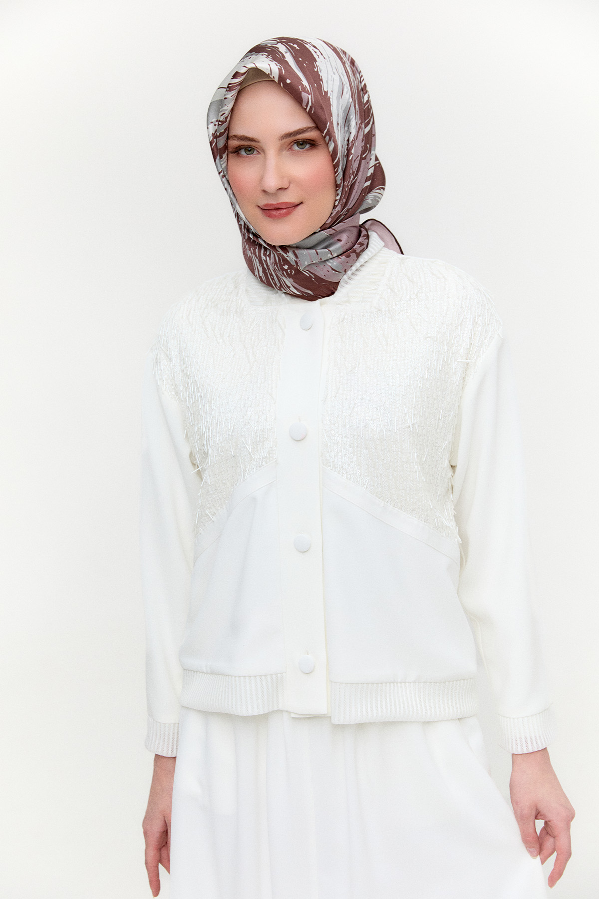 İşleme Detaylı Bomber Ceket, Tesettür Giyim