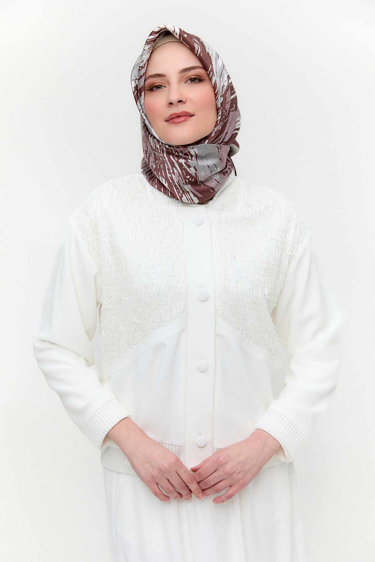 İşleme Detaylı Bomber Ceket, Tesettür Giyim