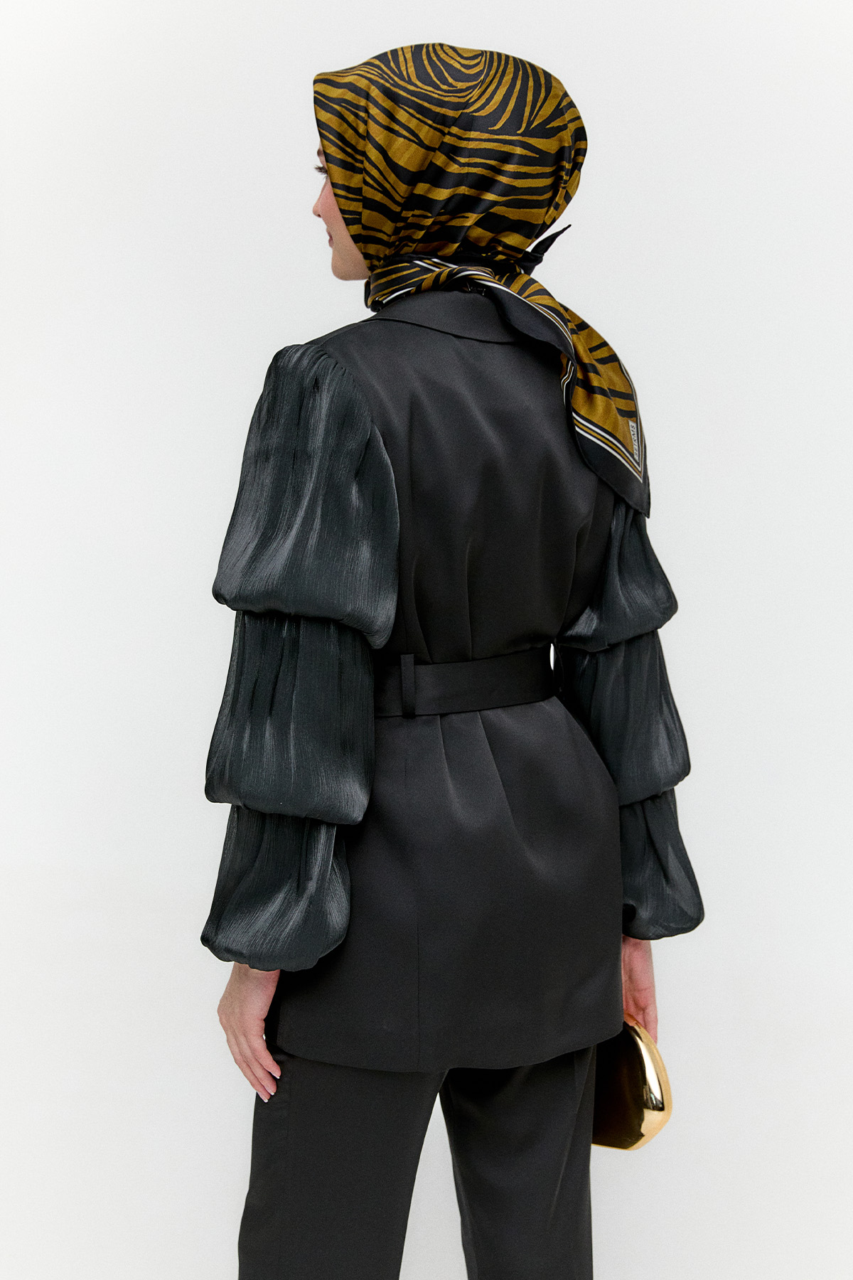 Balon Kol Kuşaklı Ceket, Tesettür Giyim