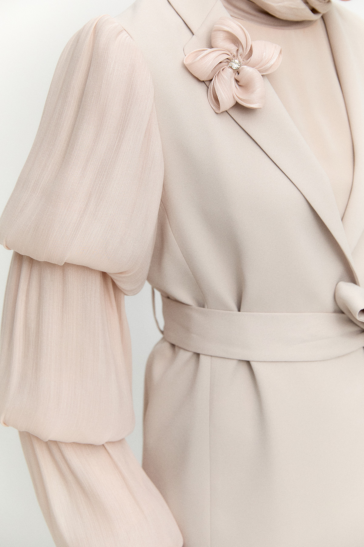 Balon Kol Kuşaklı Ceket, Tesettür Giyim