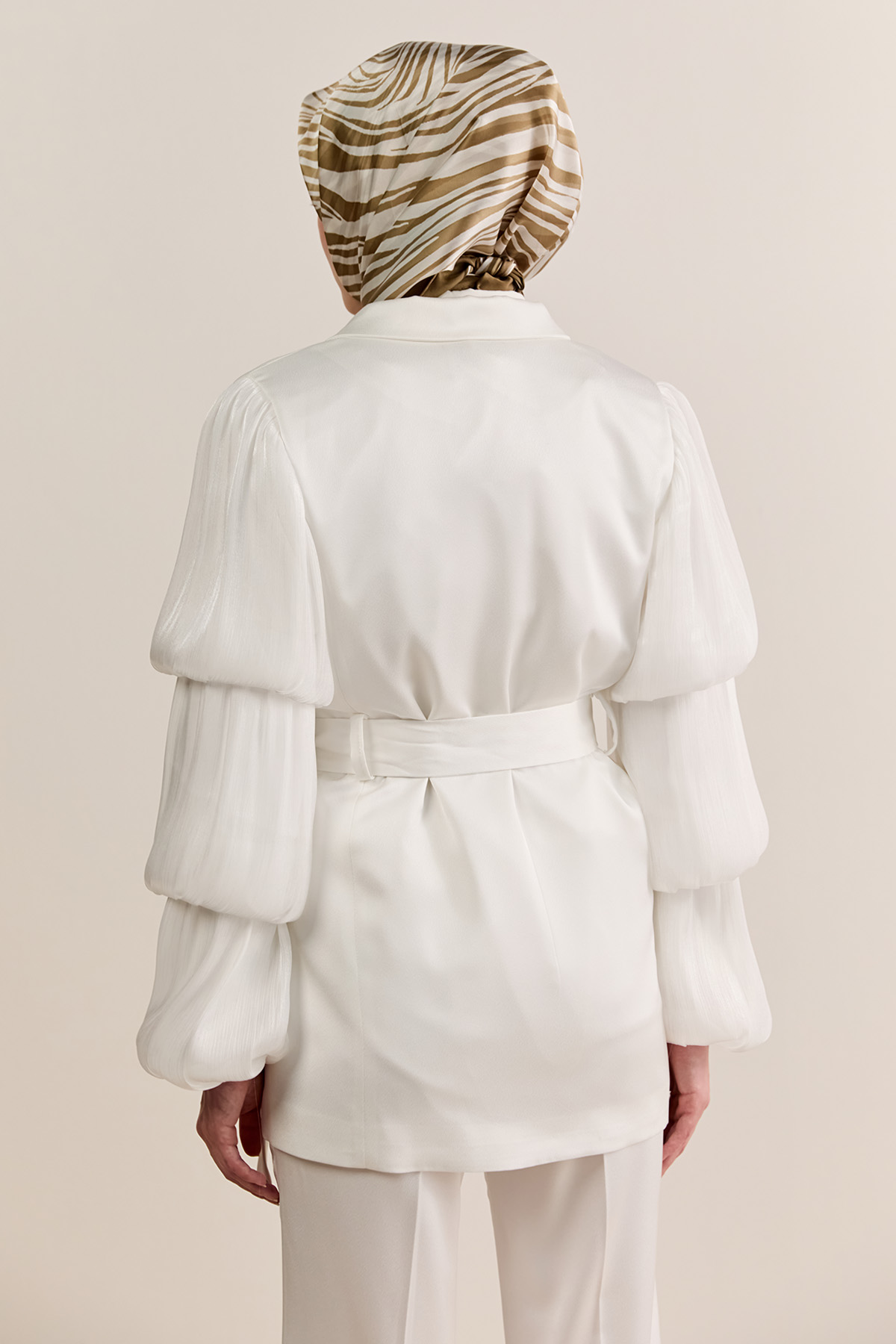 Balon Kol Kuşaklı Ceket, Tesettür Giyim