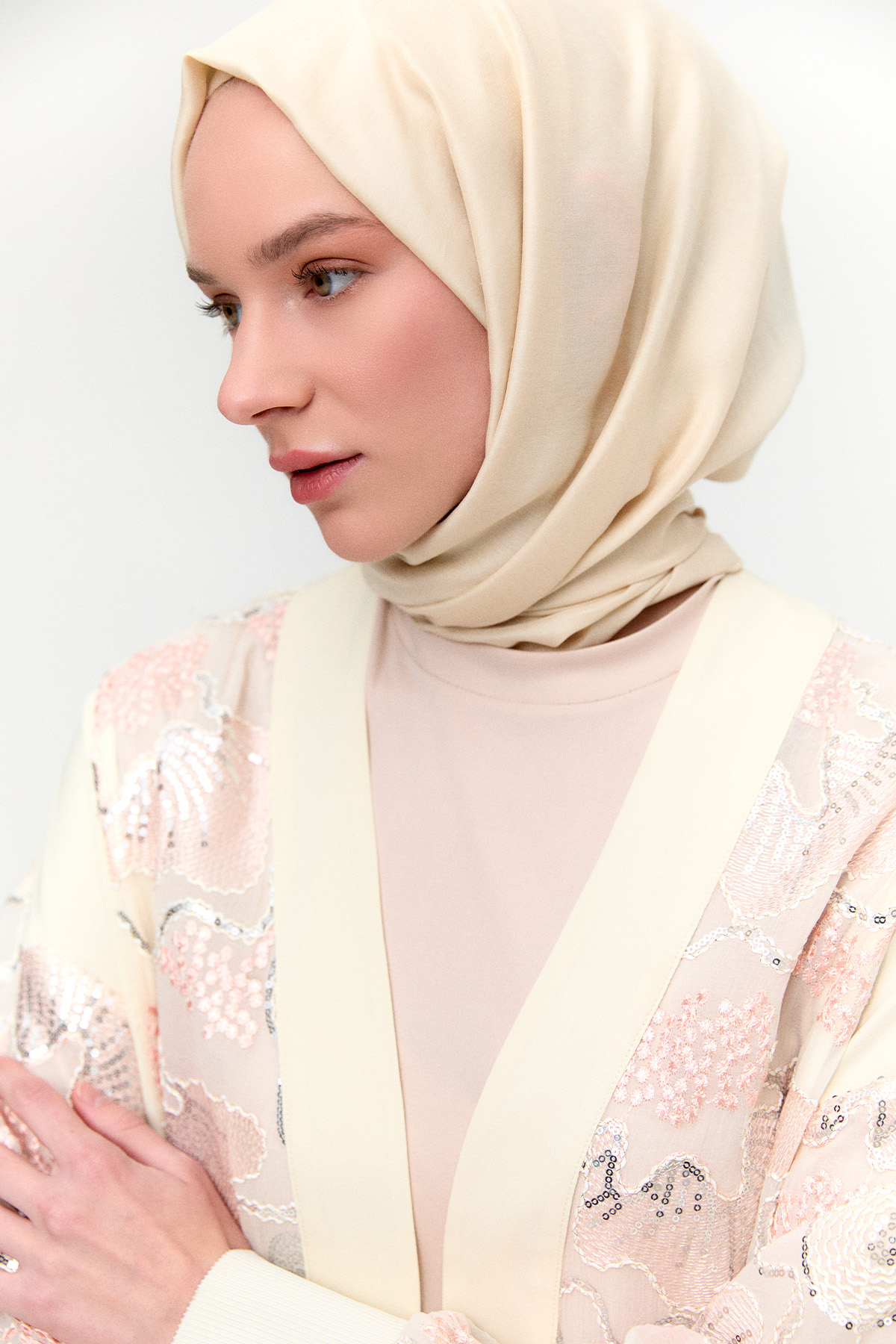 İşlemeli Desenli Kimono Ceket, Tesettür Giyim