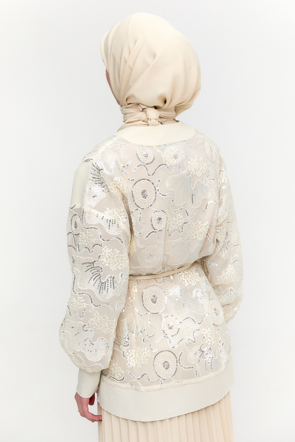 İşlemeli Desenli Kimono Ceket, Tesettür Giyim