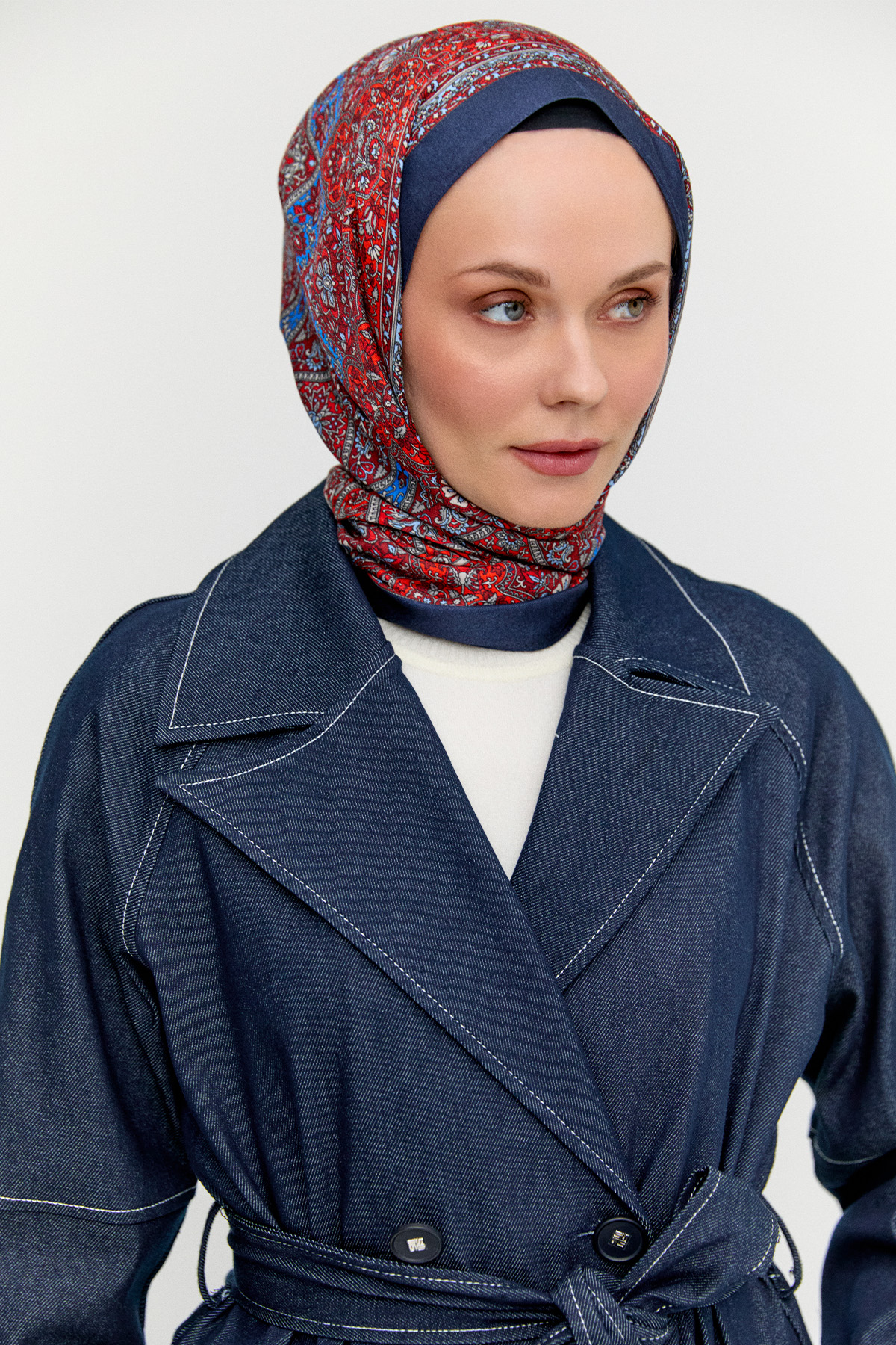 Kuşaklı Kruvaze Pamuklu Kap, Tesettür Giyim