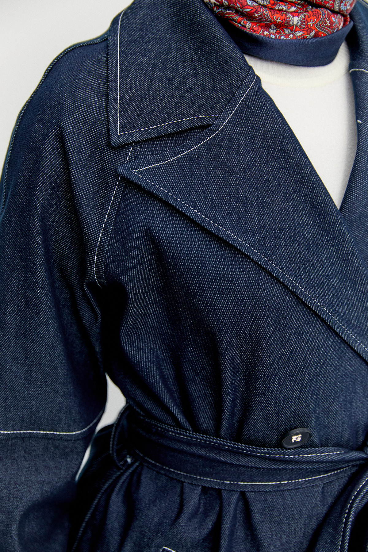 Kuşaklı Kruvaze Pamuklu Kap, Tesettür Giyim