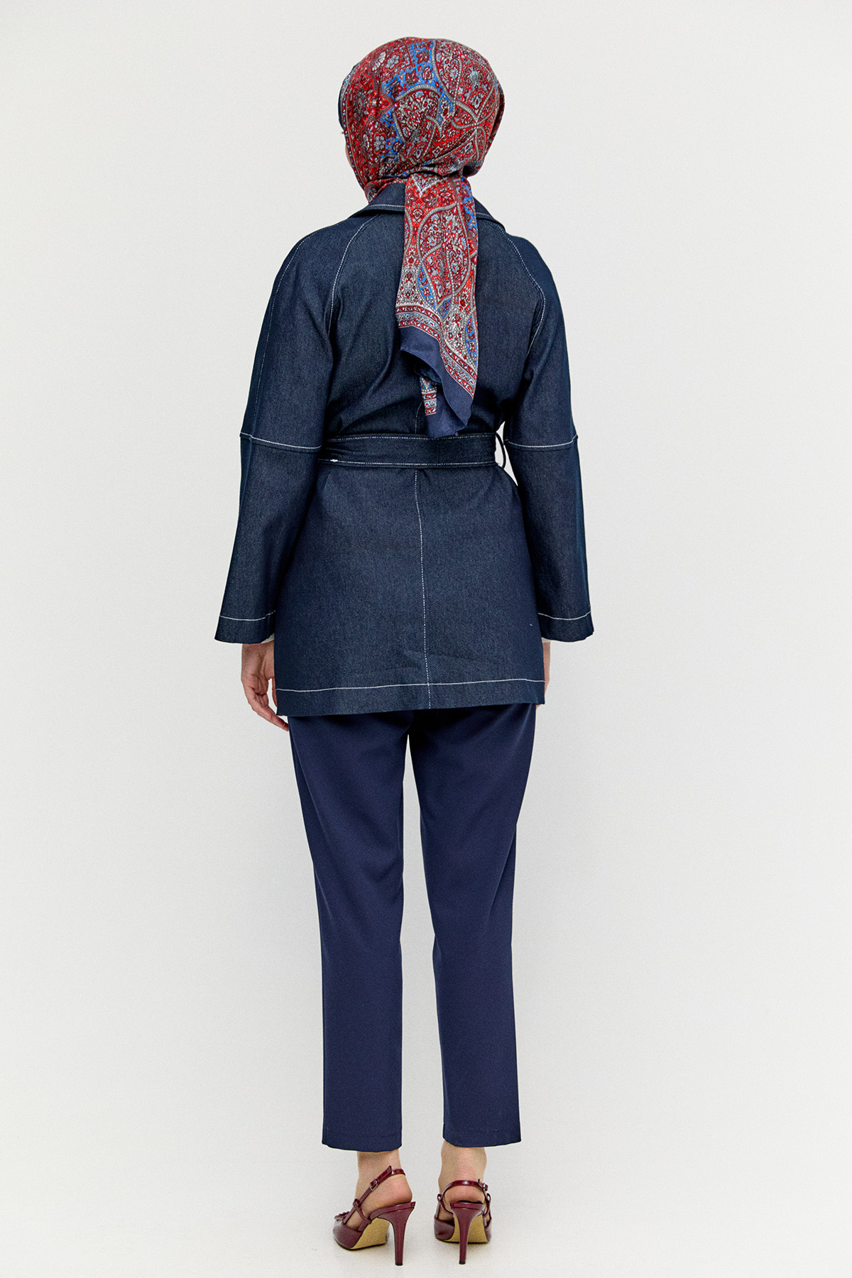 Kuşaklı Kruvaze Pamuklu Kap, Tesettür Giyim