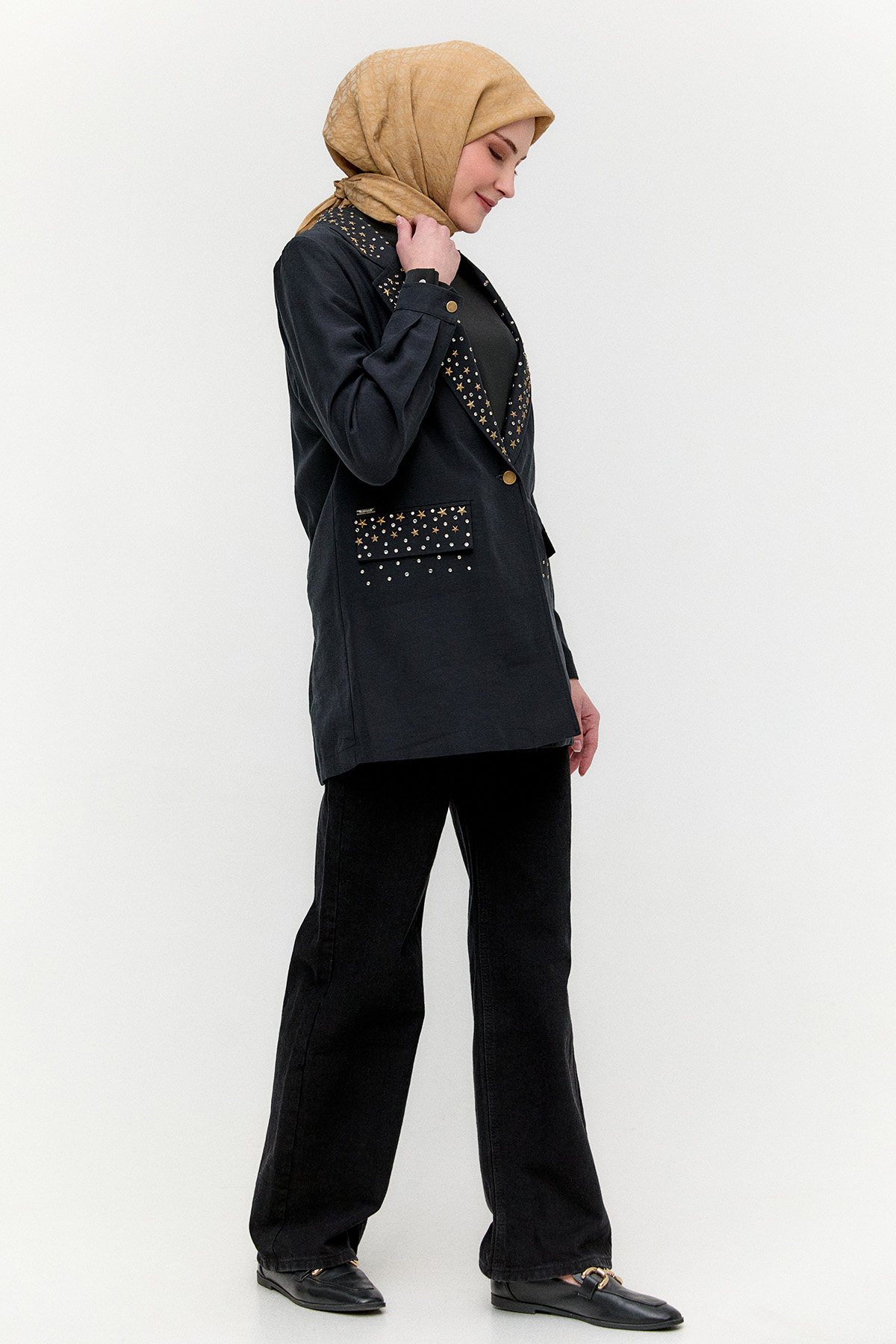 Taşlı Mono Kapamalı Ceket, Tesettür Giyim