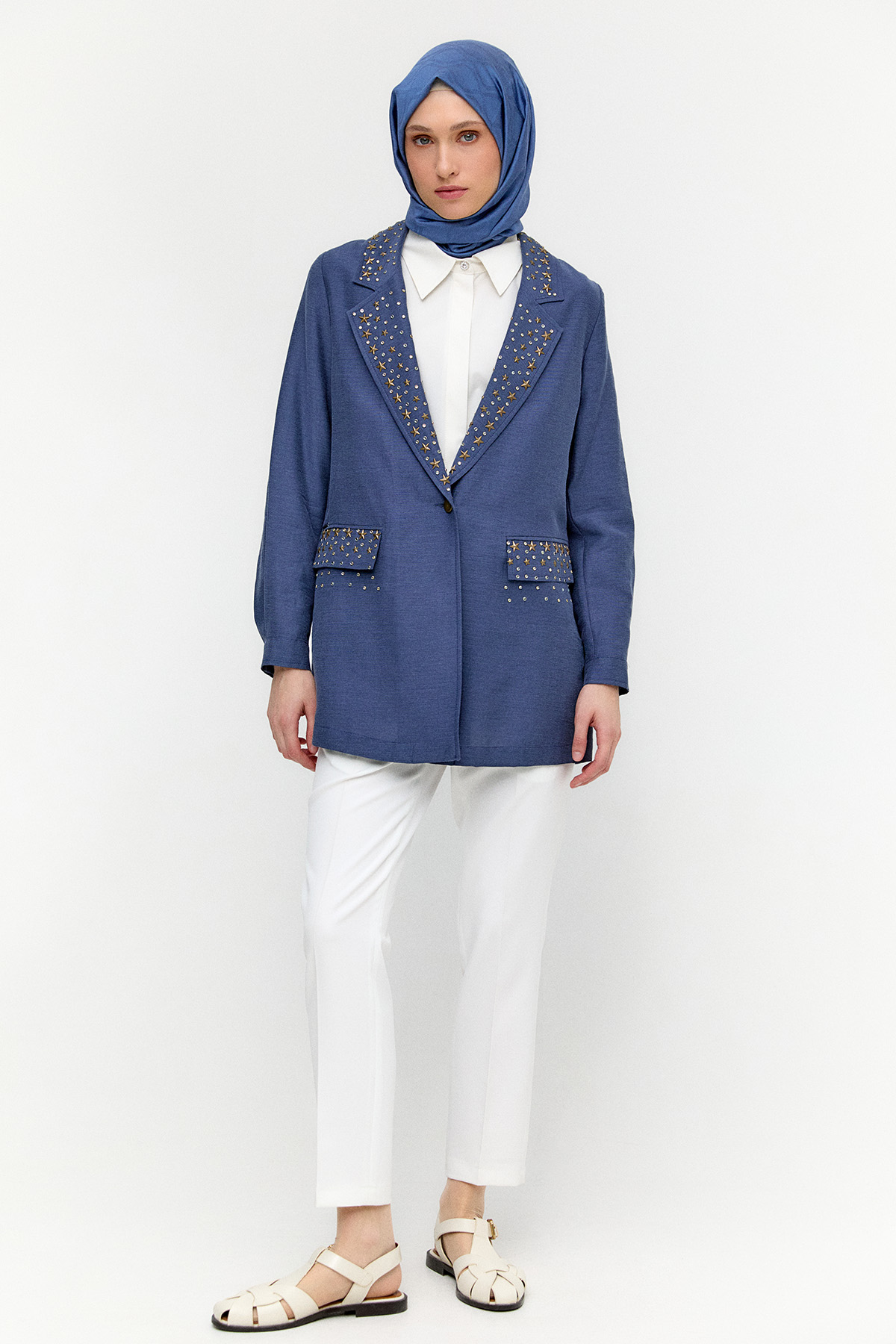 Taşlı Mono Kapamalı Ceket, Tesettür Giyim