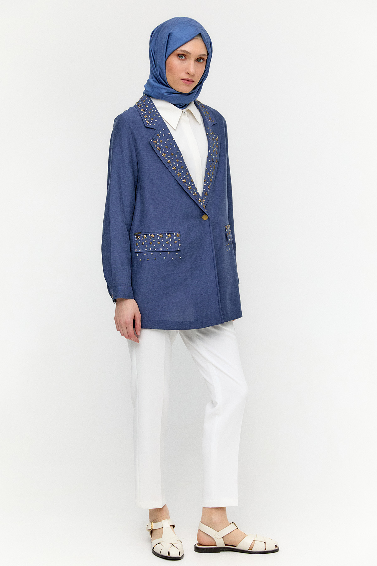 Taşlı Mono Kapamalı Ceket, Tesettür Giyim