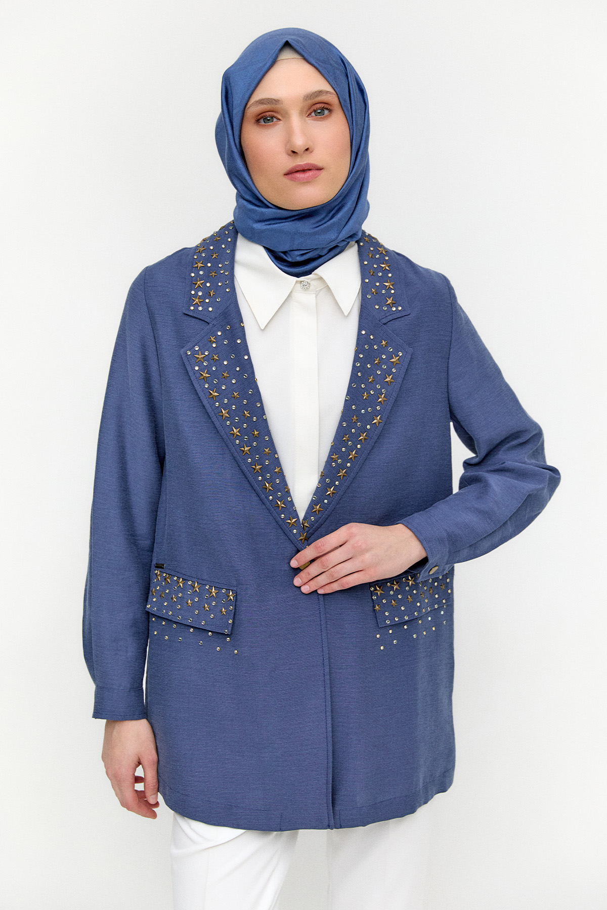 Taşlı Mono Kapamalı Ceket, Tesettür Giyim