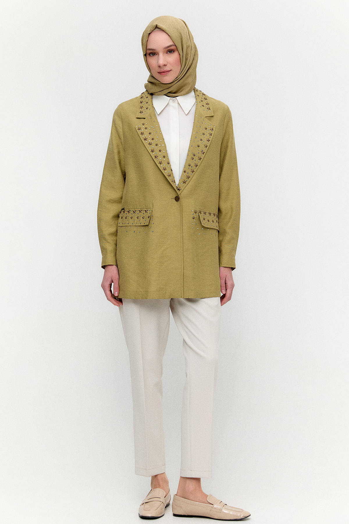 Taşlı Mono Kapamalı Ceket, Tesettür Giyim