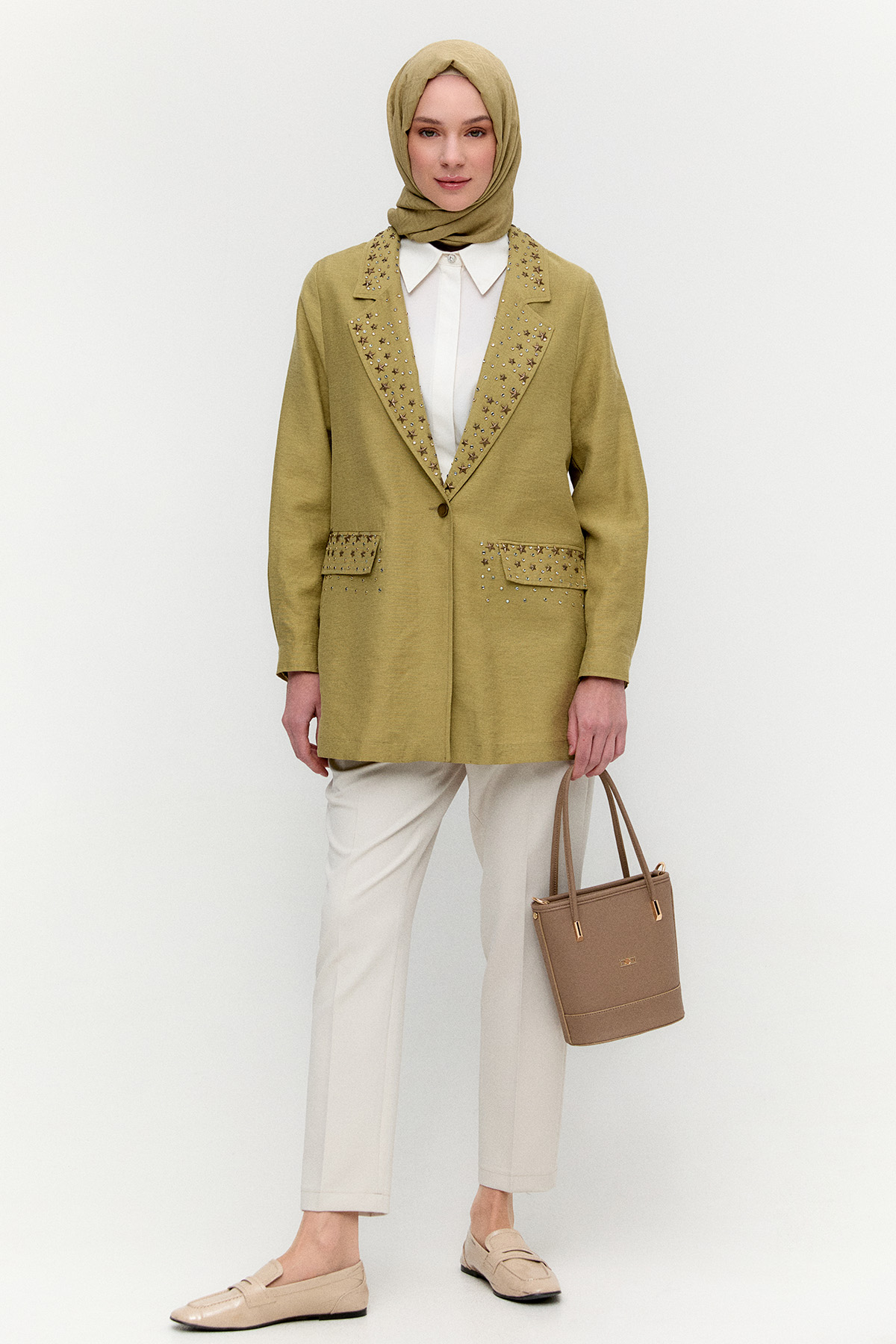 Taşlı Mono Kapamalı Ceket, Tesettür Giyim