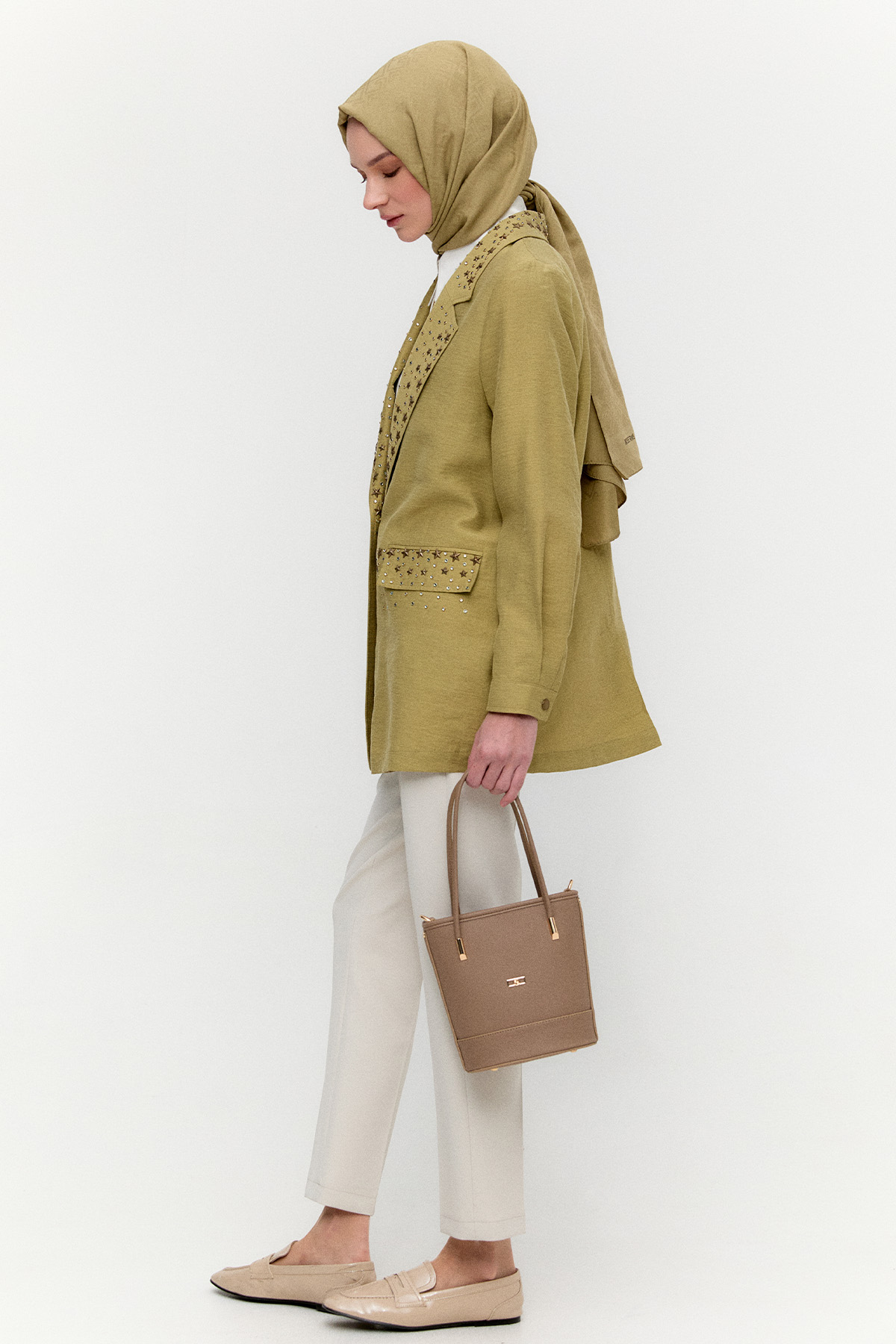 Taşlı Mono Kapamalı Ceket, Tesettür Giyim