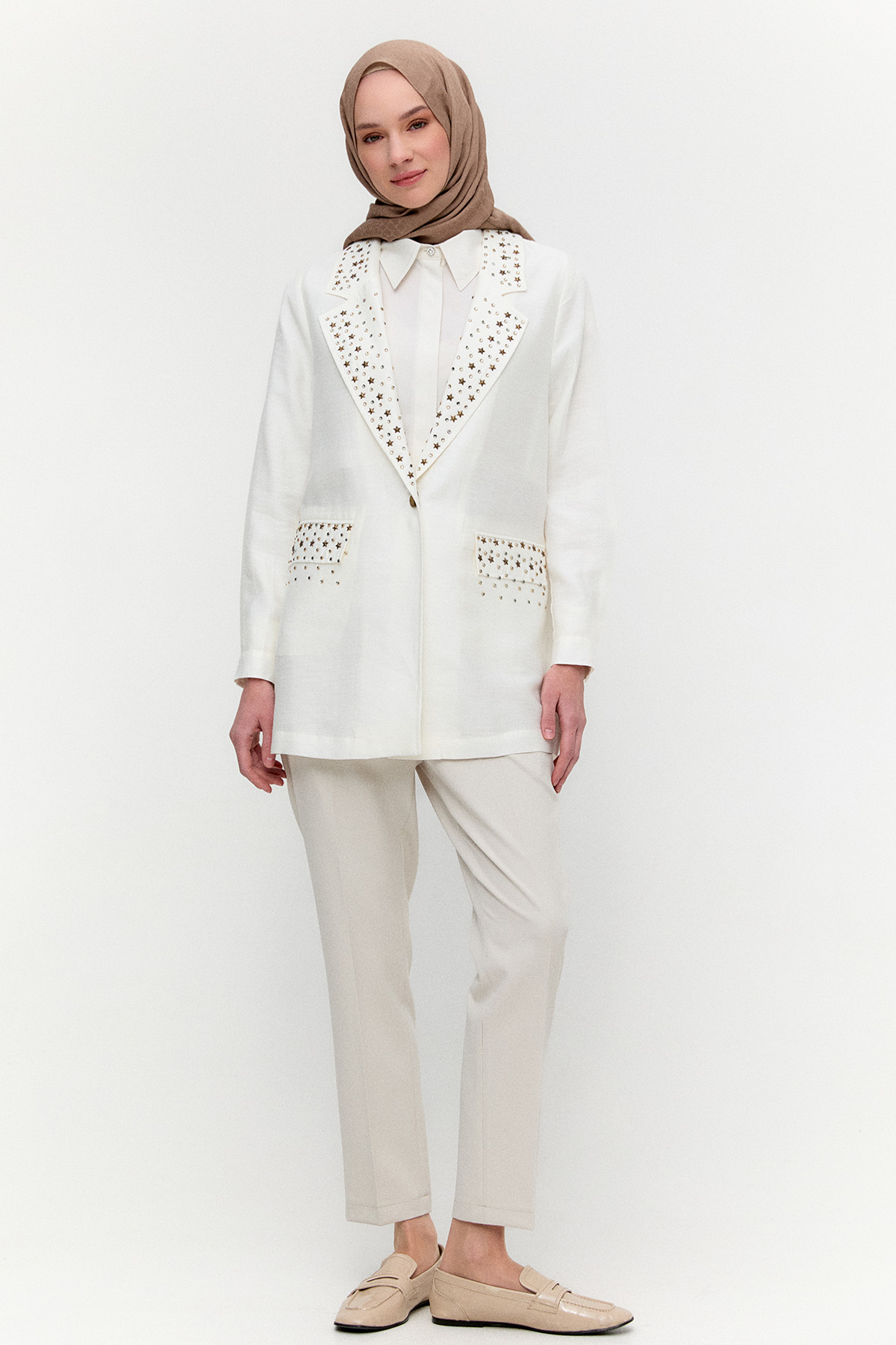 Taşlı Mono Kapamalı Ceket, Tesettür Giyim