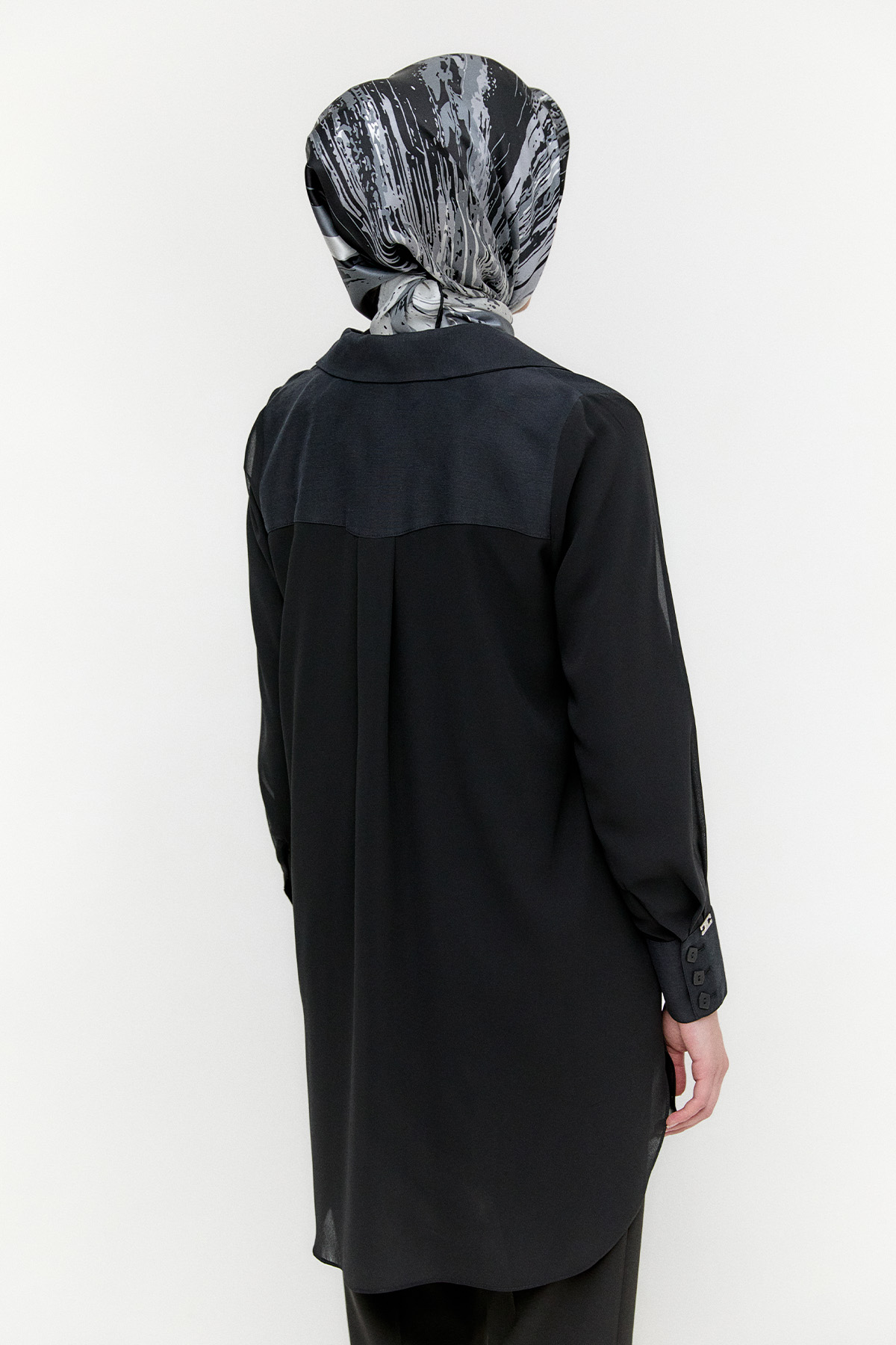 Kruvaze Şifon Detaylı Ceket, Tesettür Giyim