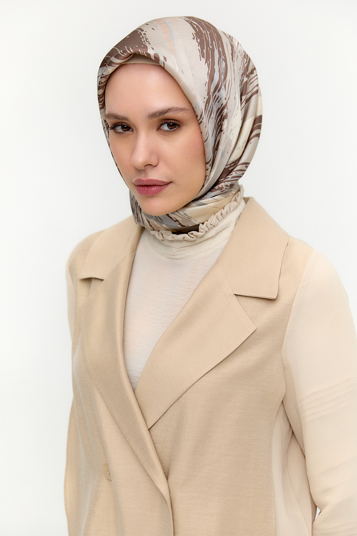 Kruvaze Şifon Detaylı Ceket, Tesettür Giyim