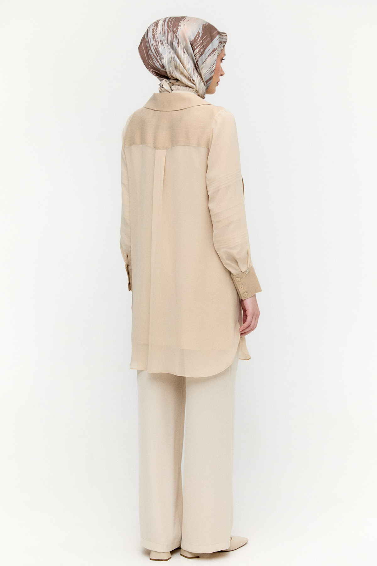 Kruvaze Şifon Detaylı Ceket, Tesettür Giyim