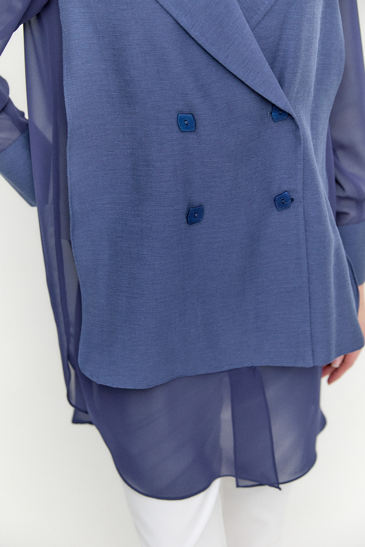 Kruvaze Şifon Detaylı Ceket, Tesettür Giyim