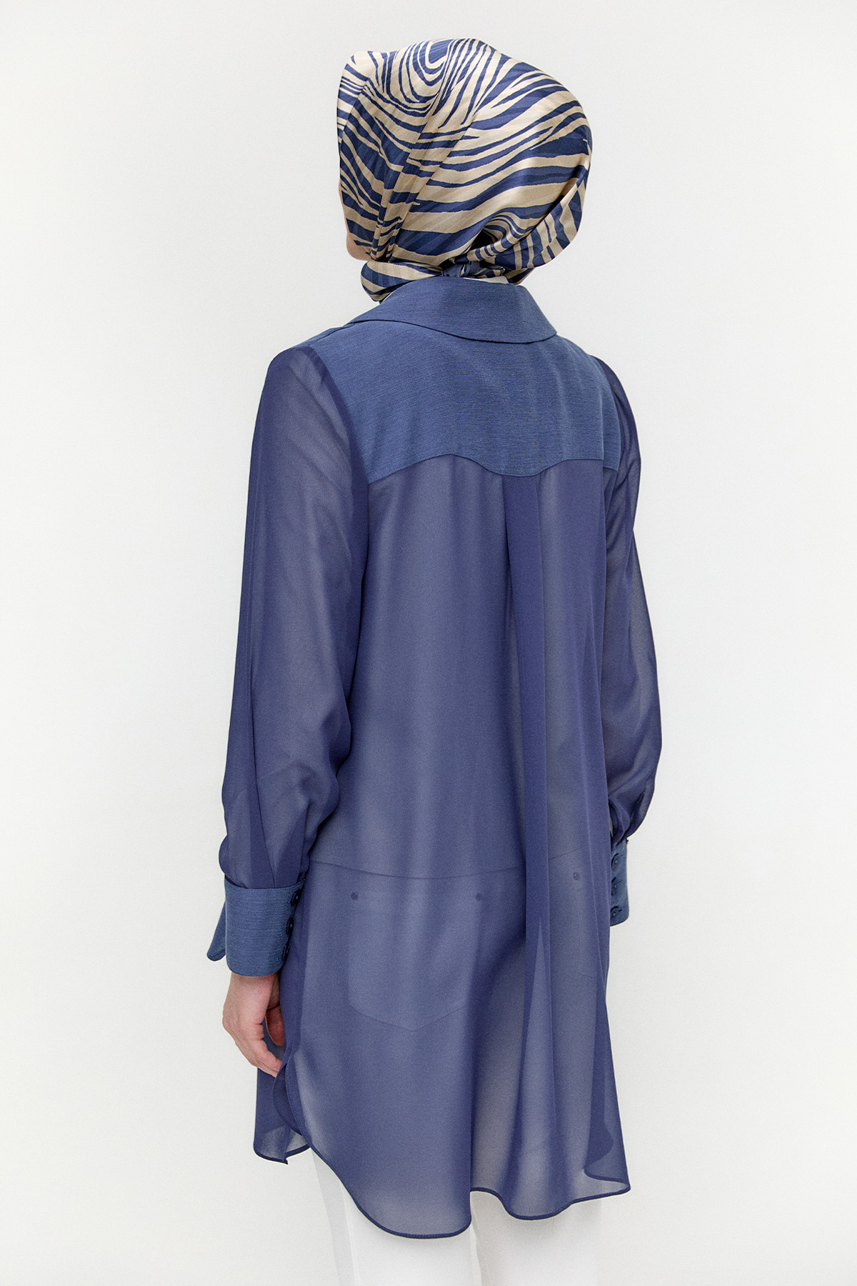 Kruvaze Şifon Detaylı Ceket, Tesettür Giyim