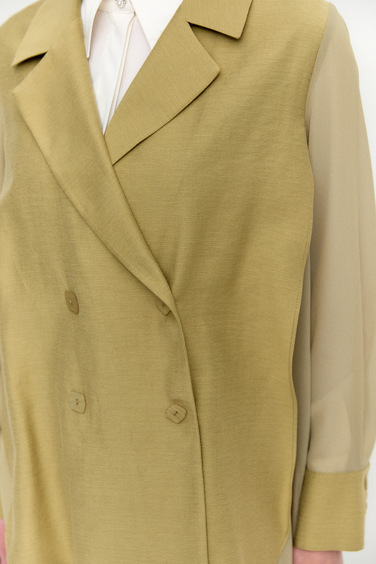 Kruvaze Şifon Detaylı Ceket, Tesettür Giyim