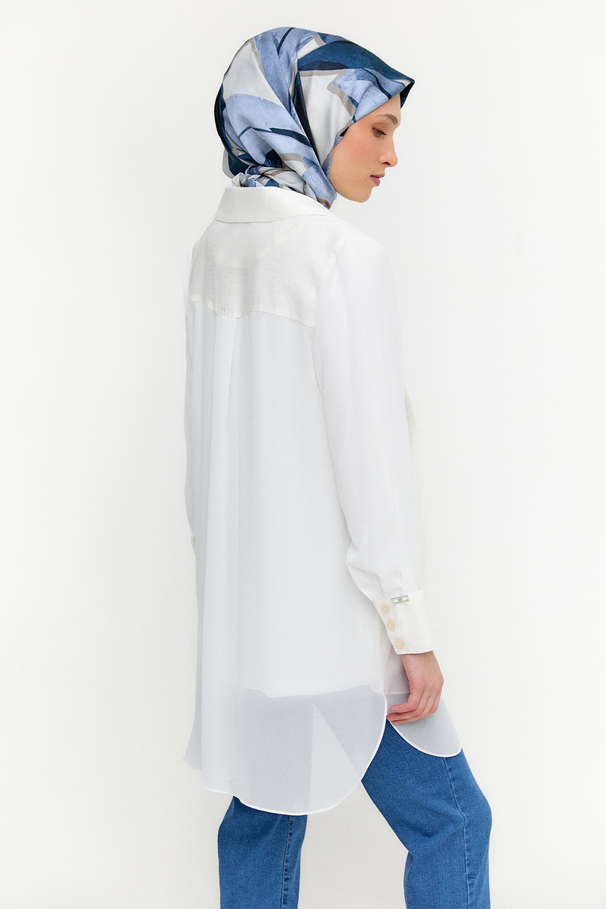 Kruvaze Şifon Detaylı Ceket, Tesettür Giyim