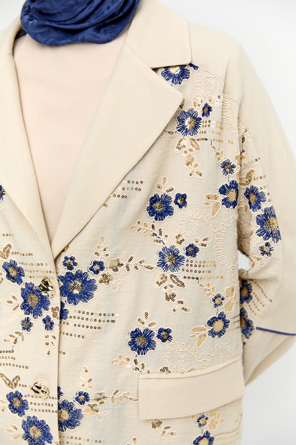 Çiçek Desenli Blazer Ceket, Tesettür Giyim