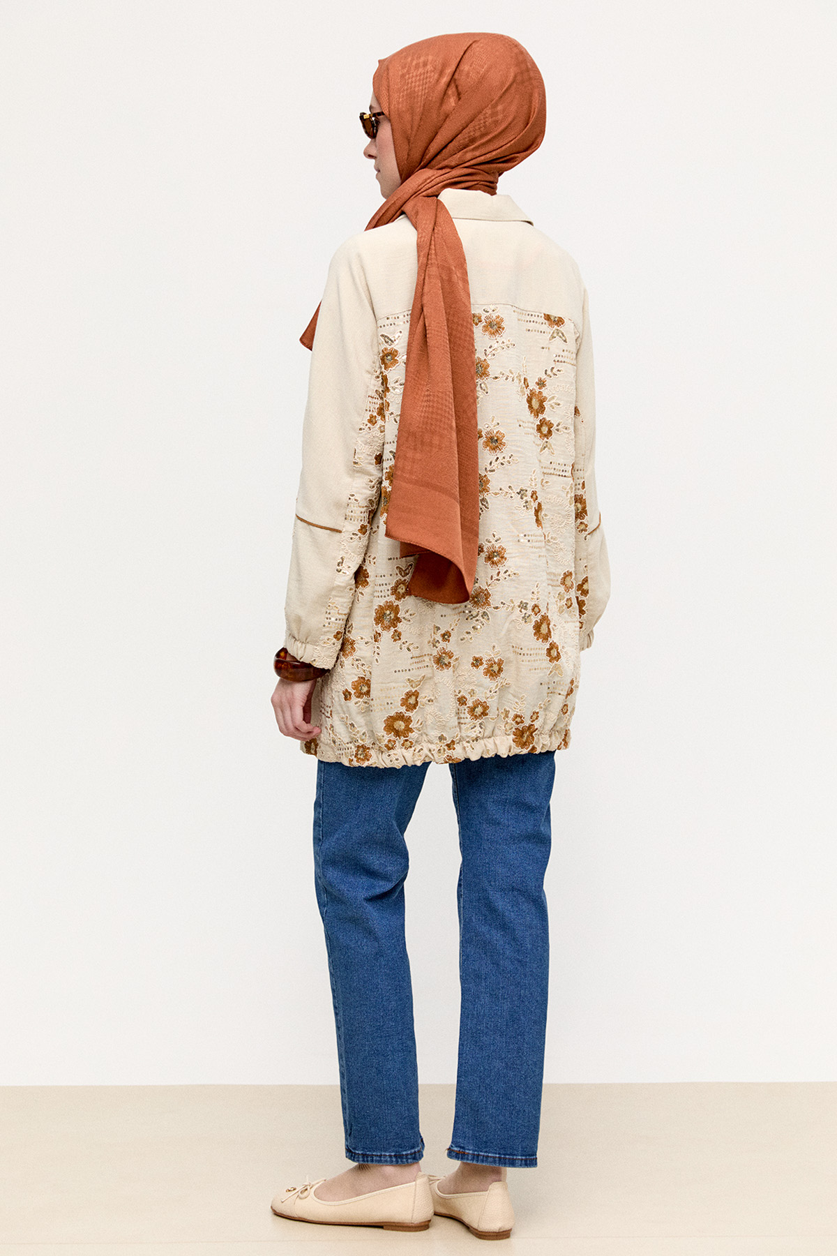 Çiçek Desenli Blazer Ceket, Tesettür Giyim