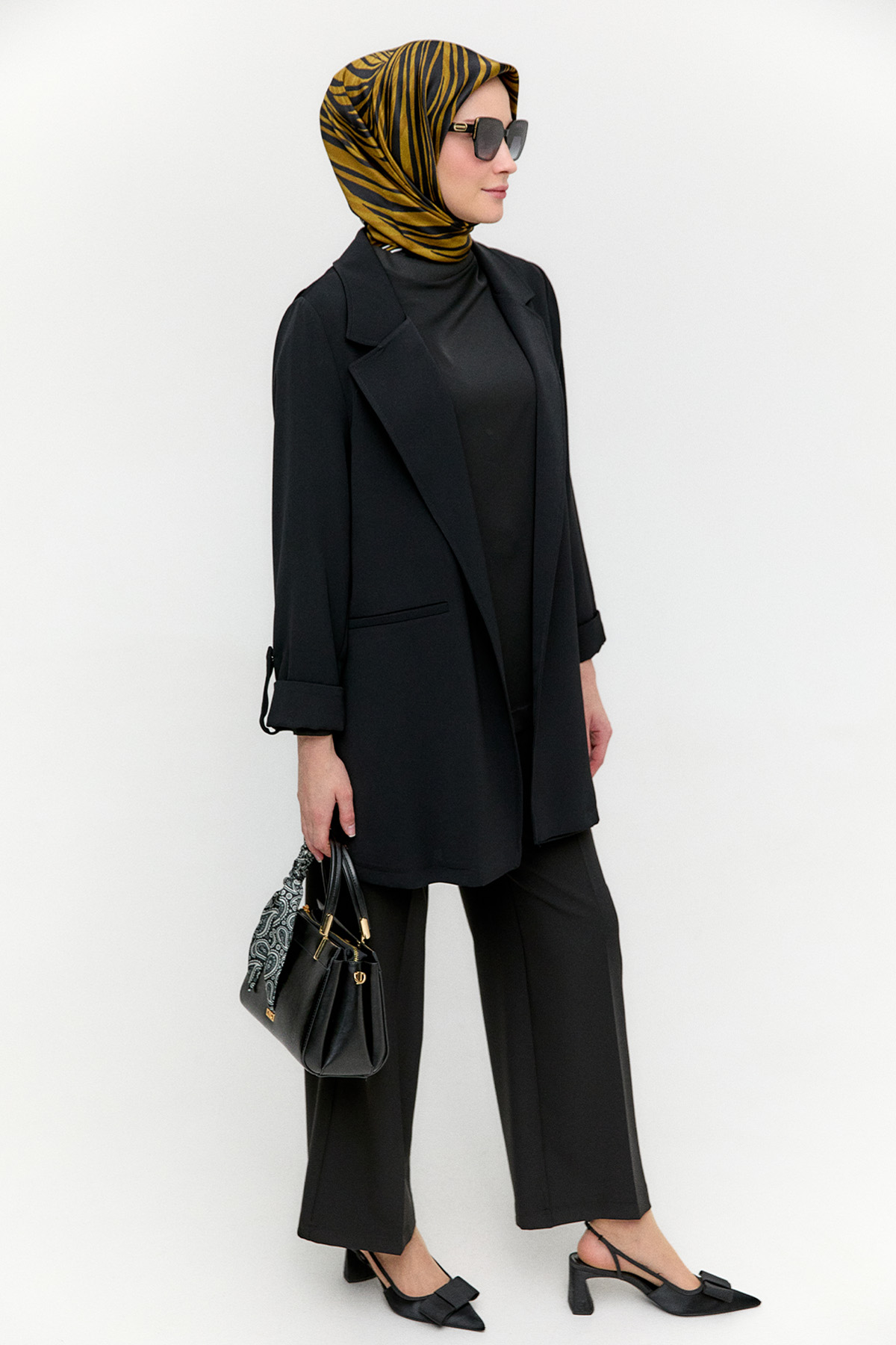 Çizgi Dokulu Krep Ceket, Tesettür Giyim