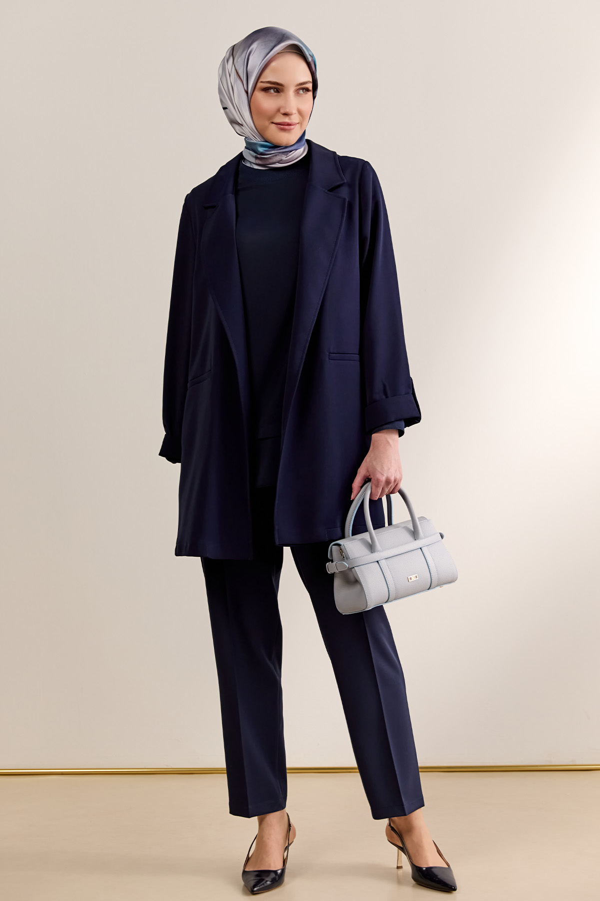 Çizgi Dokulu Krep Ceket, Tesettür Giyim