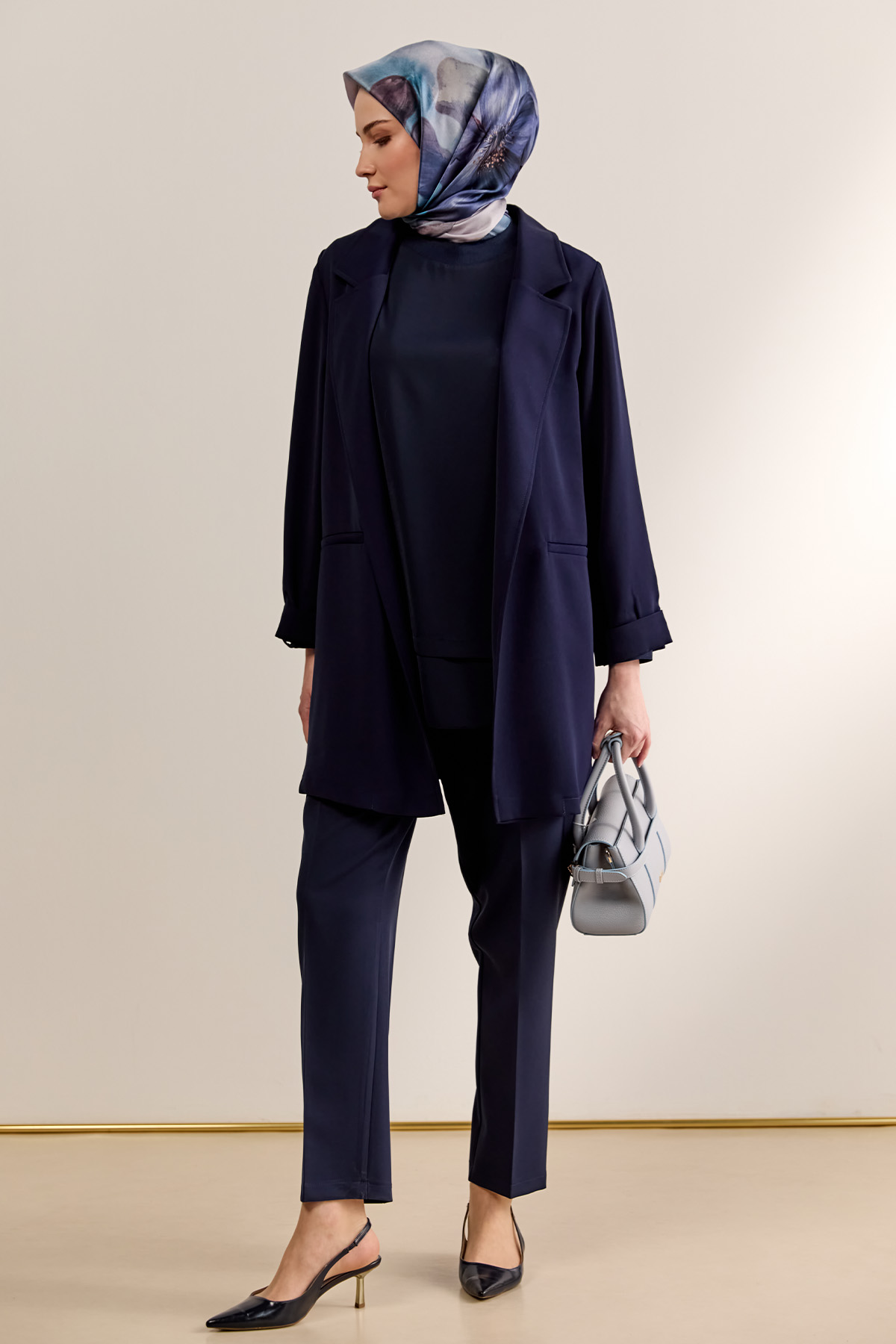 Çizgi Dokulu Krep Ceket, Tesettür Giyim